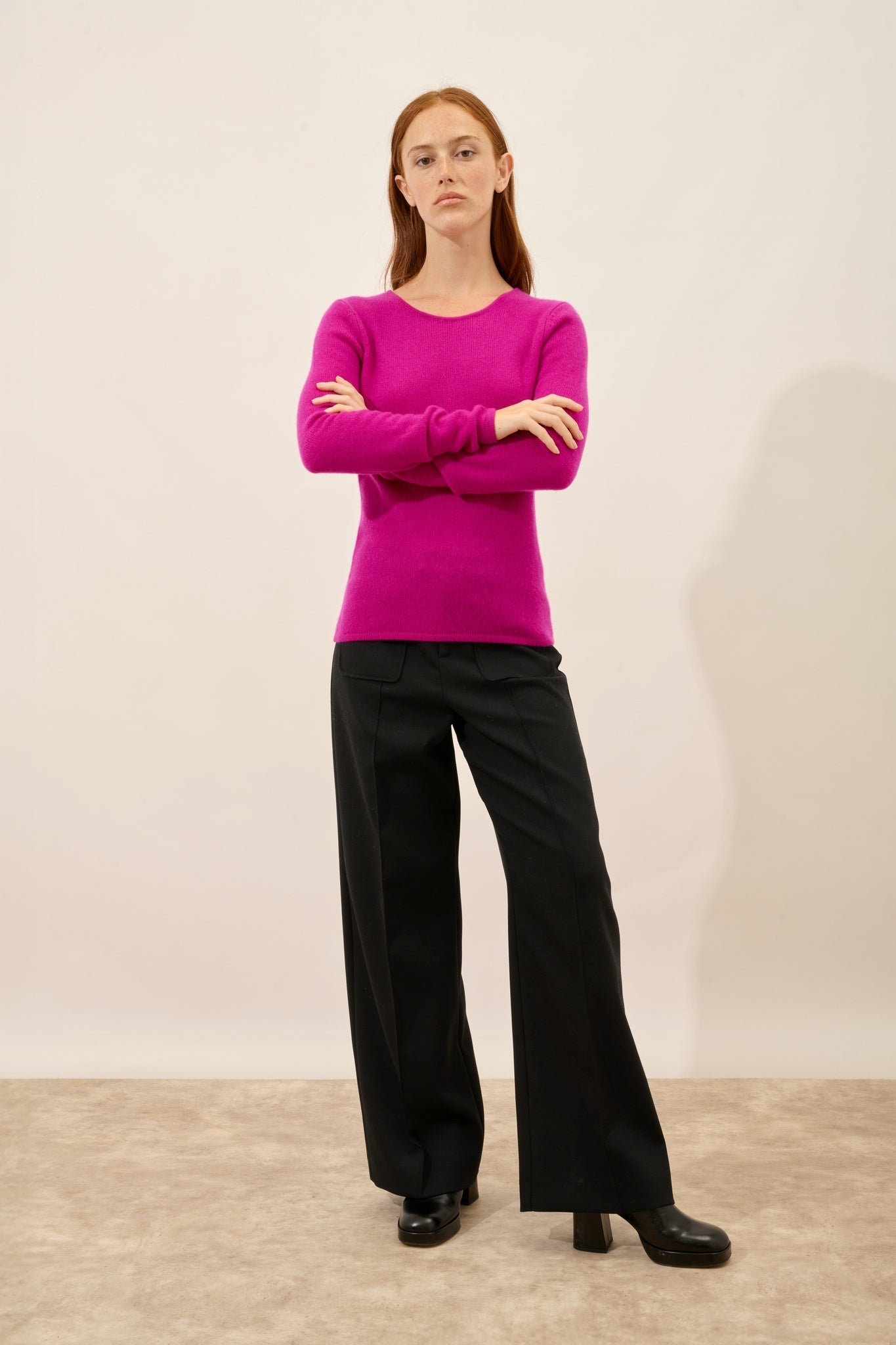 JOYCE pull col rond 4 fils violine