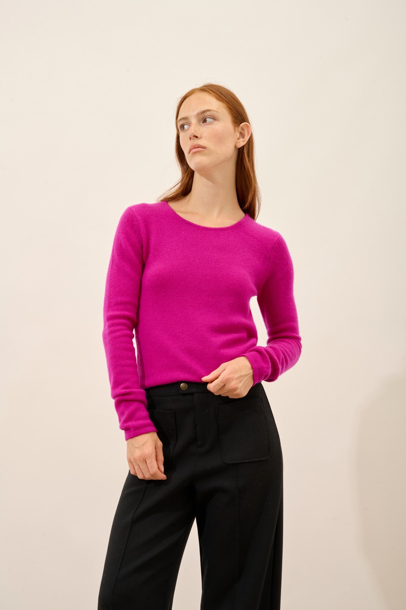 joyce pull col rond 4 fils violine 100% cachemire