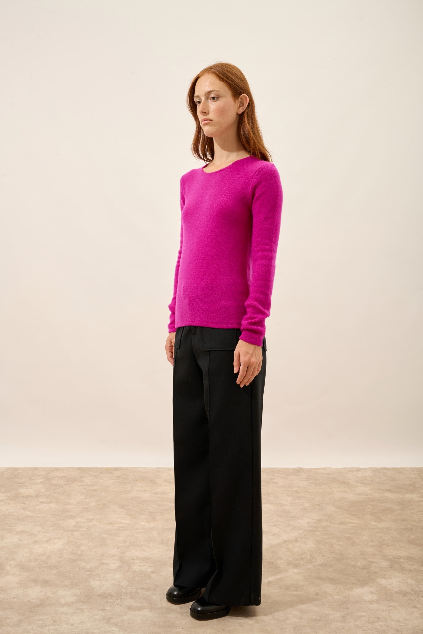 joyce pull col rond 4 fils violine 100% cachemire