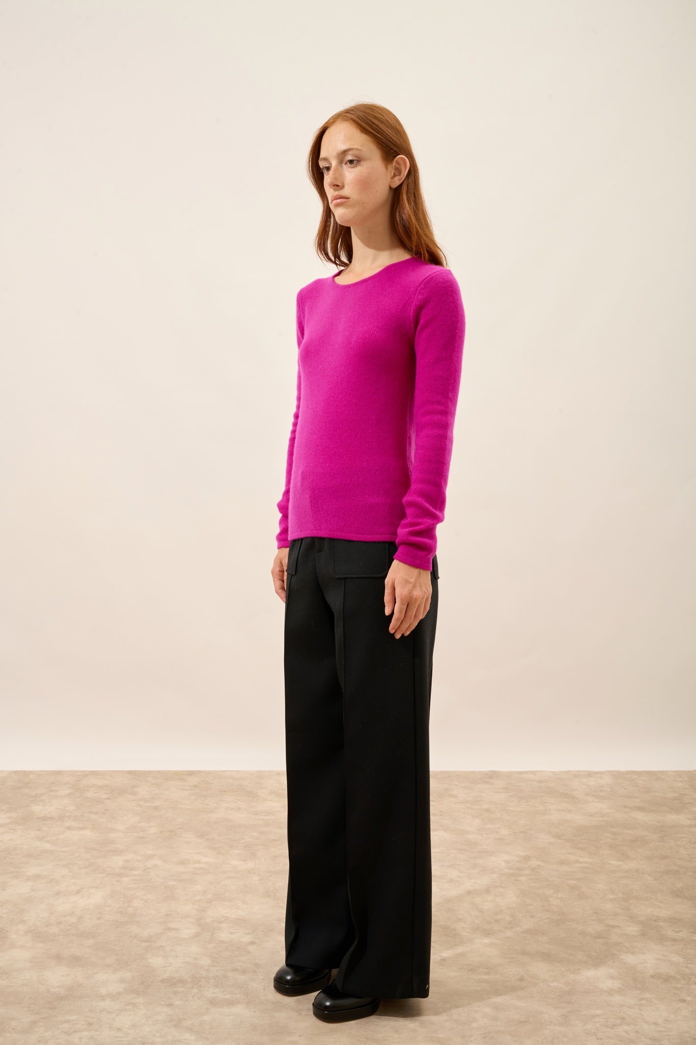 JOYCE round neck sweater, 4-ply, purple