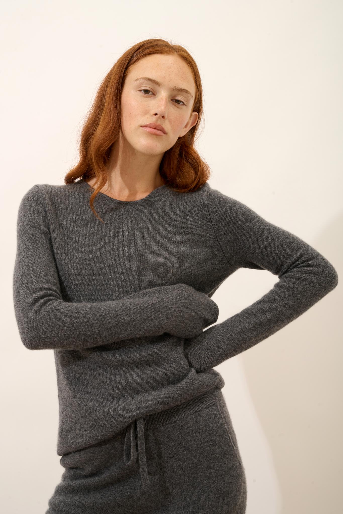 JOYCE pull col rond anthracite chiné