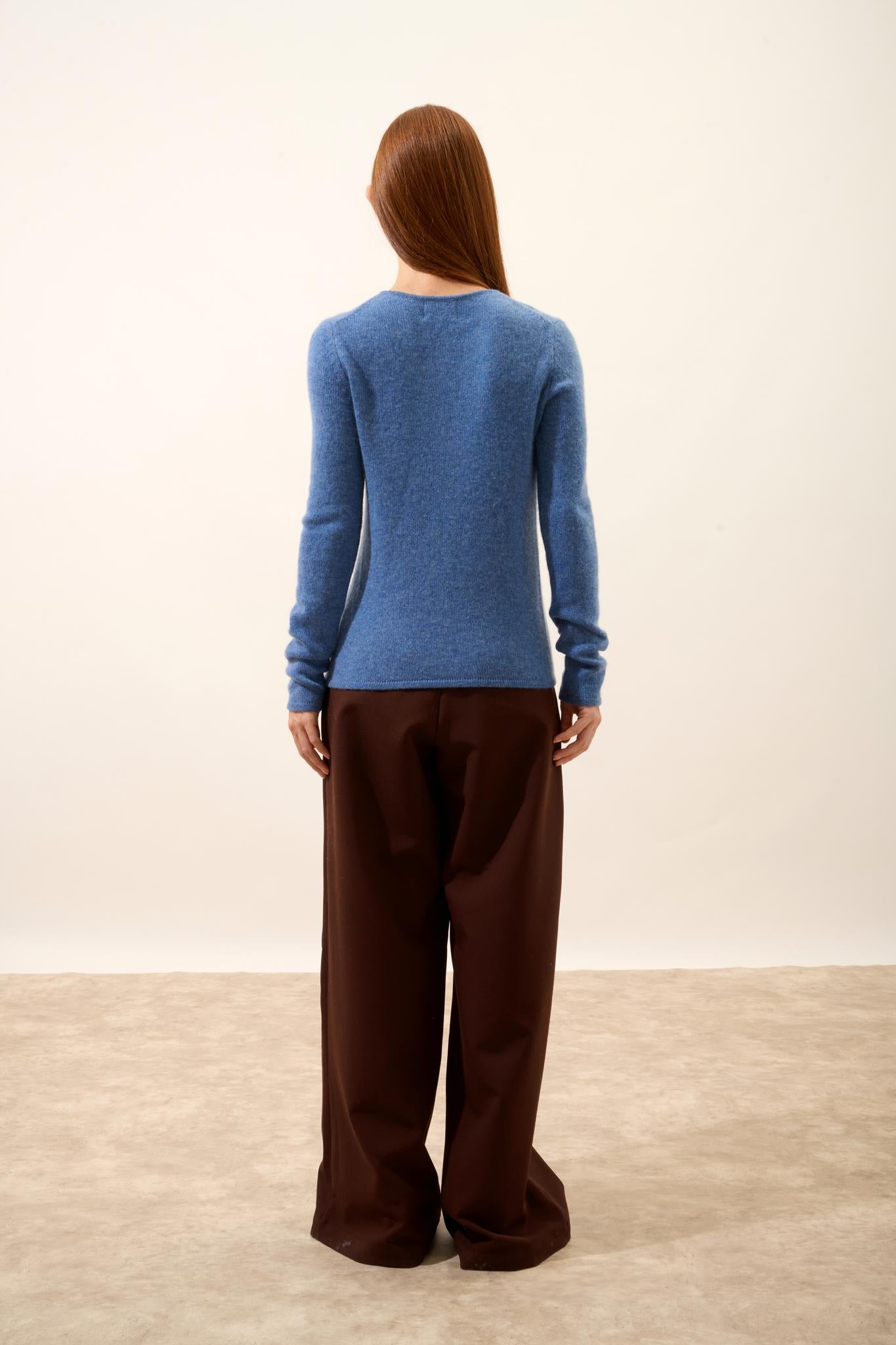 JOYCE pull col rond bleu denim