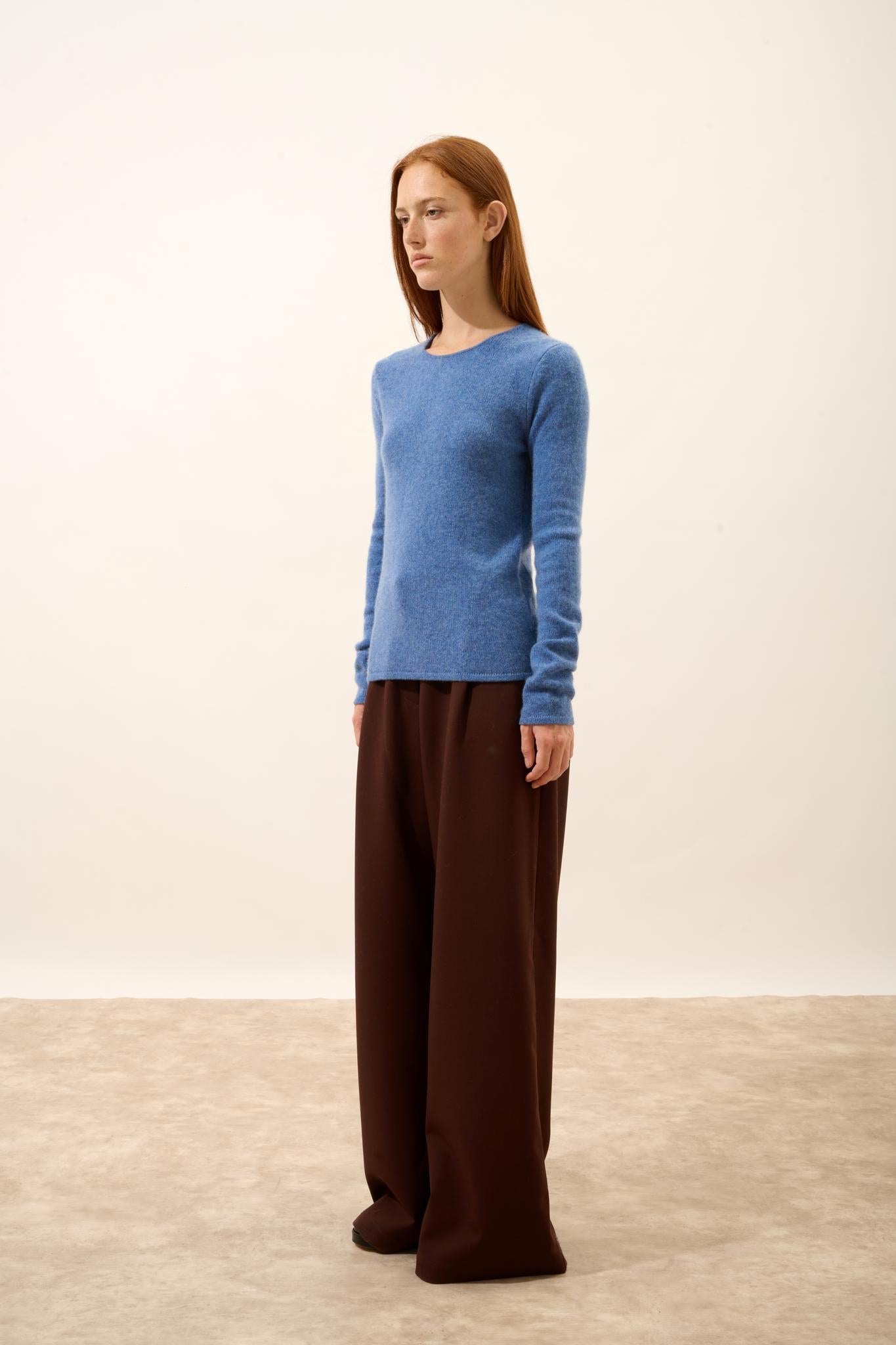 JOYCE pull col rond bleu denim