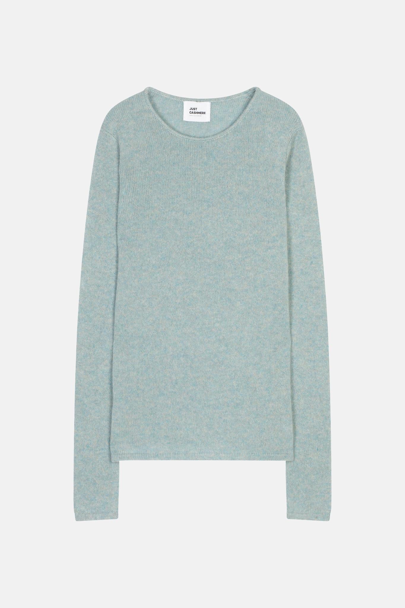 JOYCE pull col rond bleu gris chiné