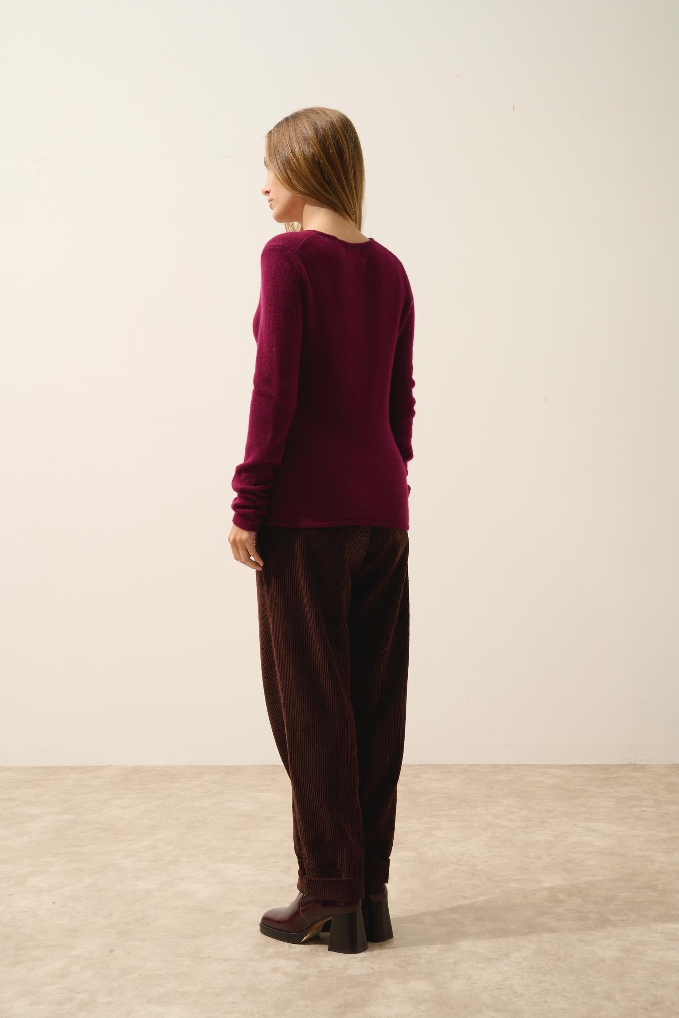JOYCE pull col rond bordeaux