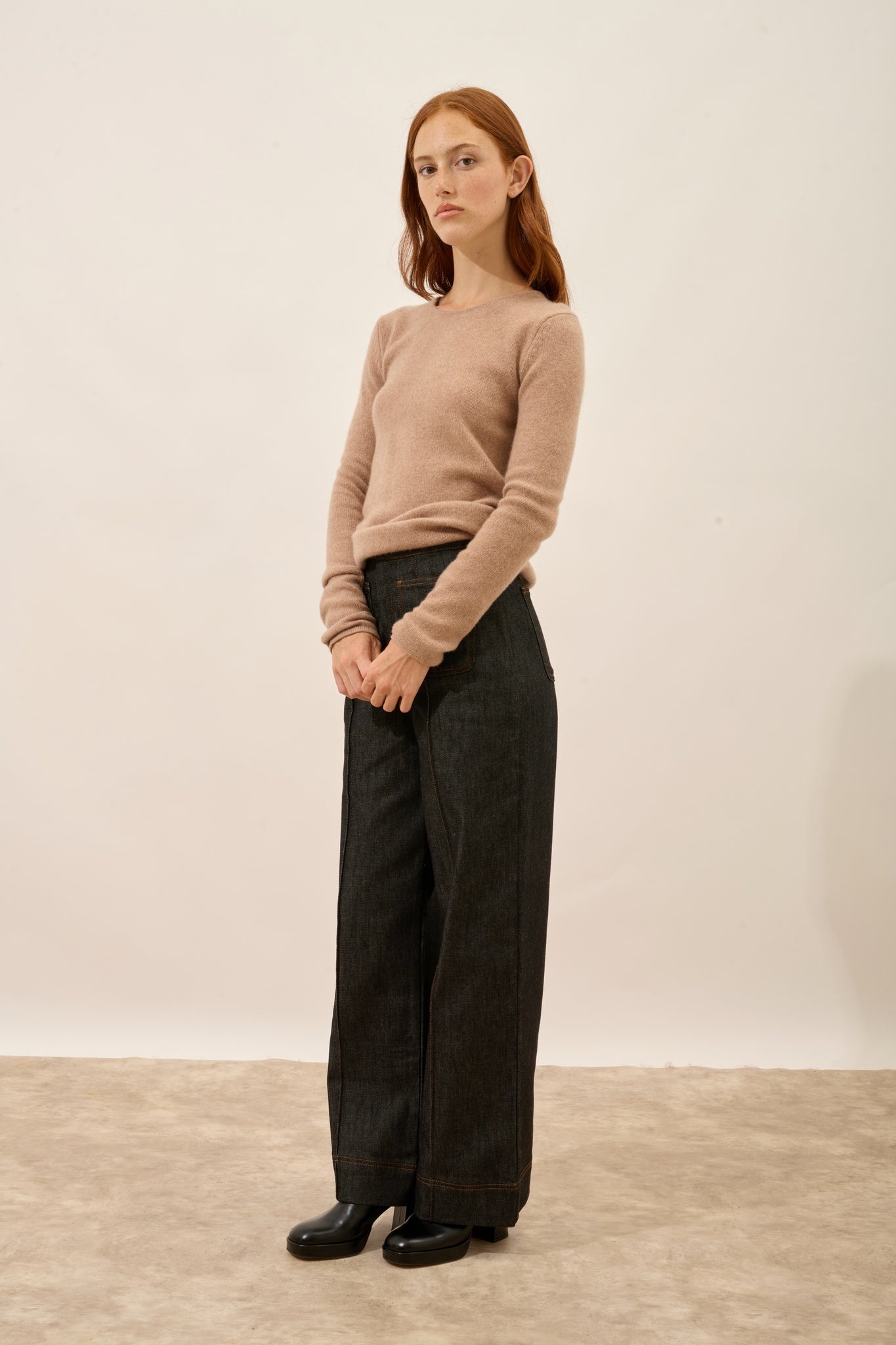 JOYCE pull col rond camel chiné