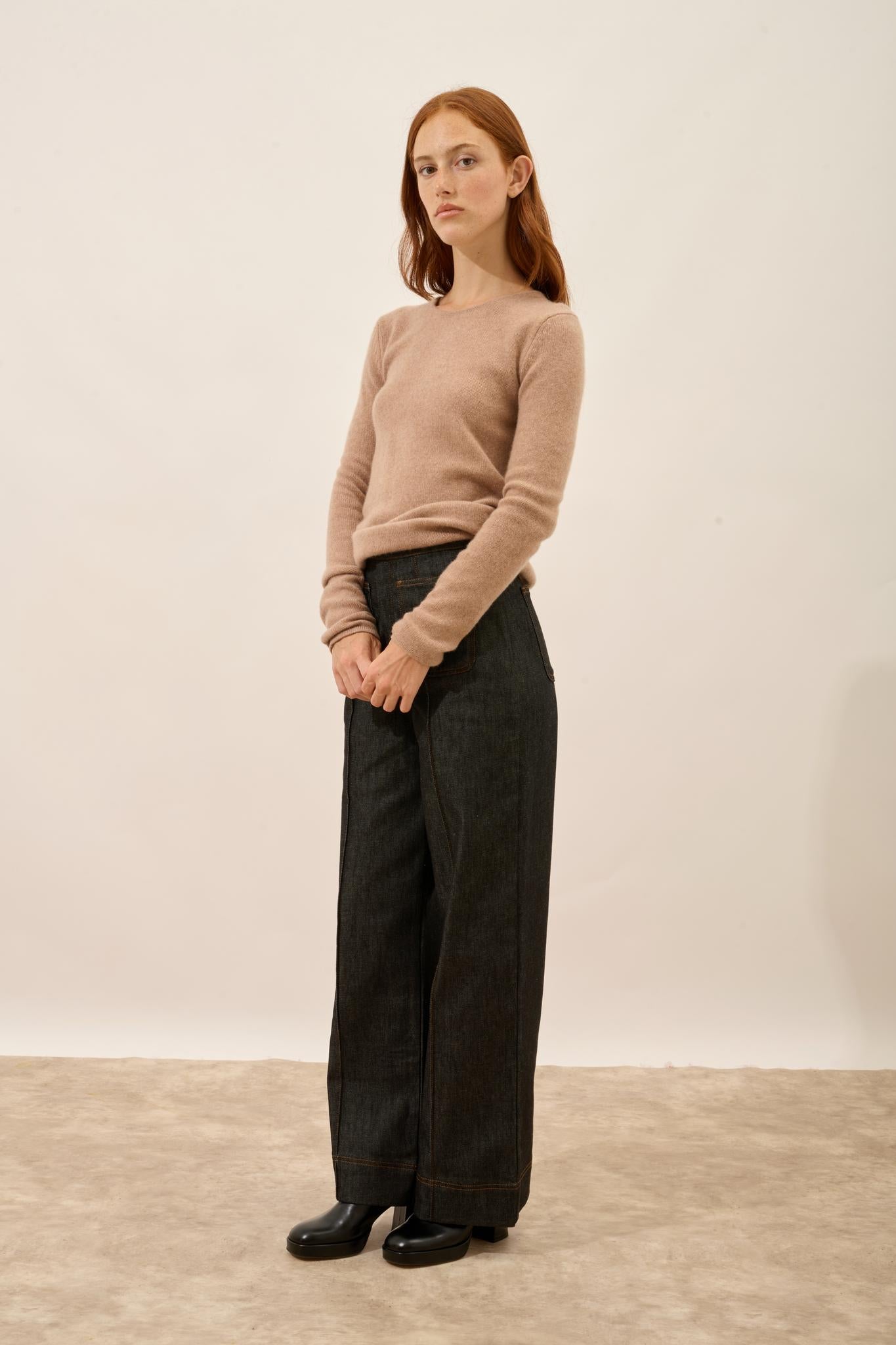 JOYCE pull col rond camel chiné