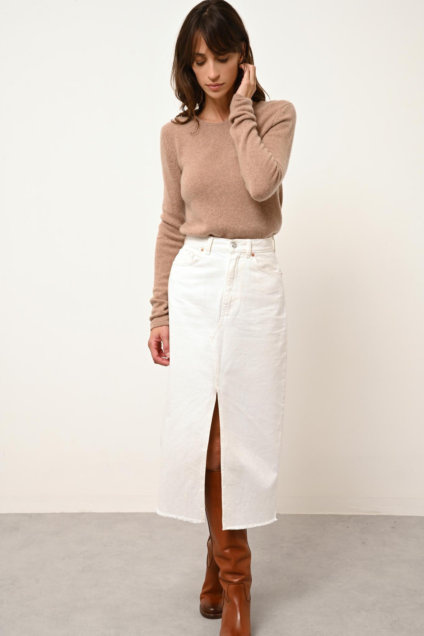 JOYCE pull col rond camel chiné