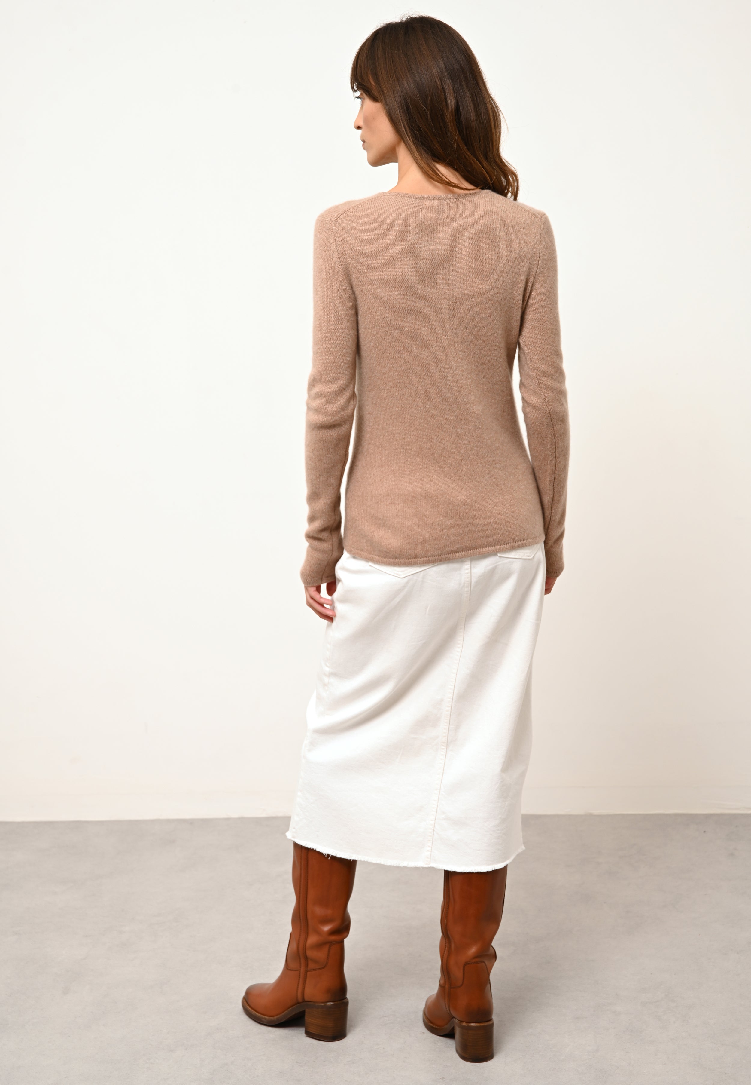 JOYCE camel marl crew neck sweater