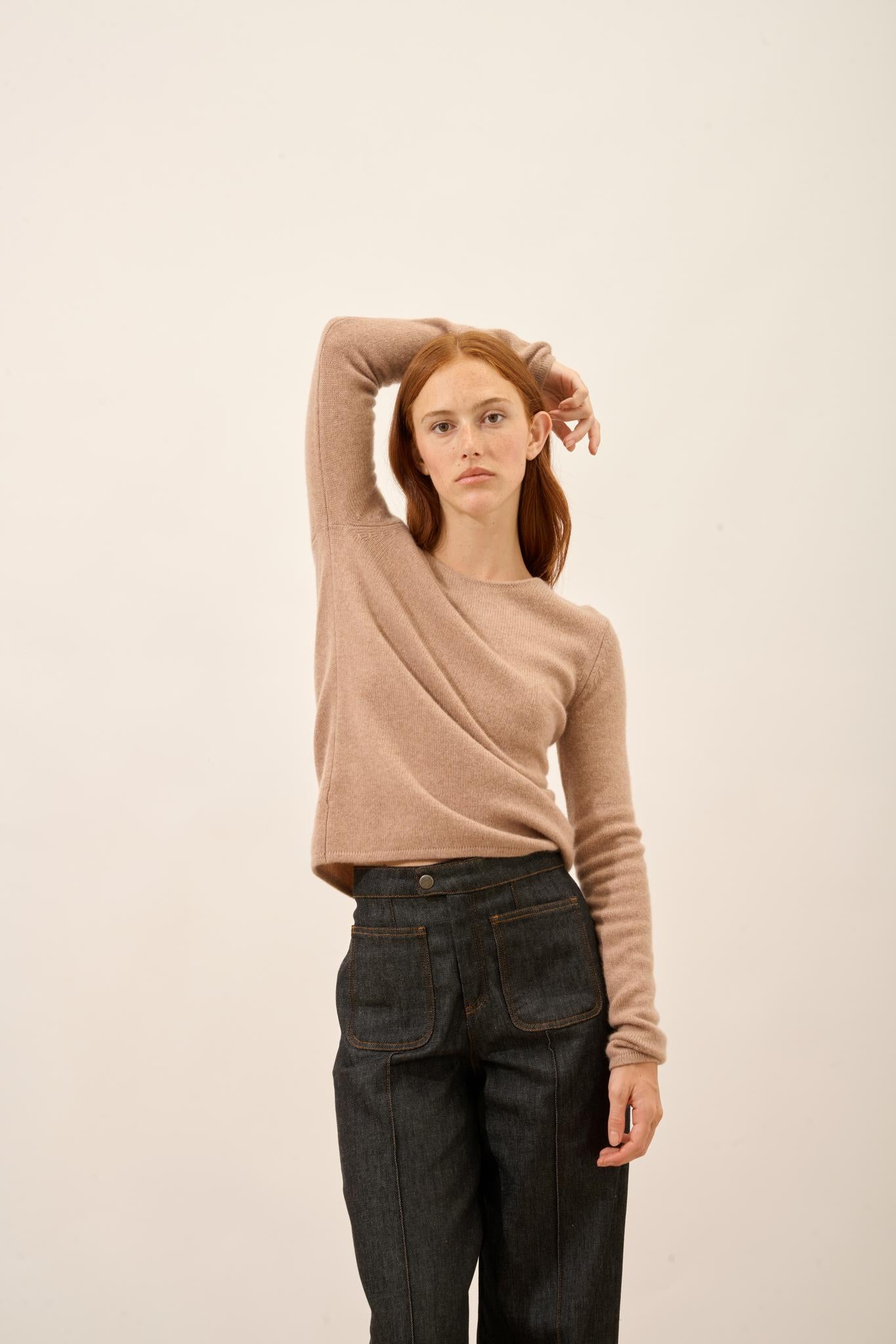 JOYCE pull col rond camel chiné