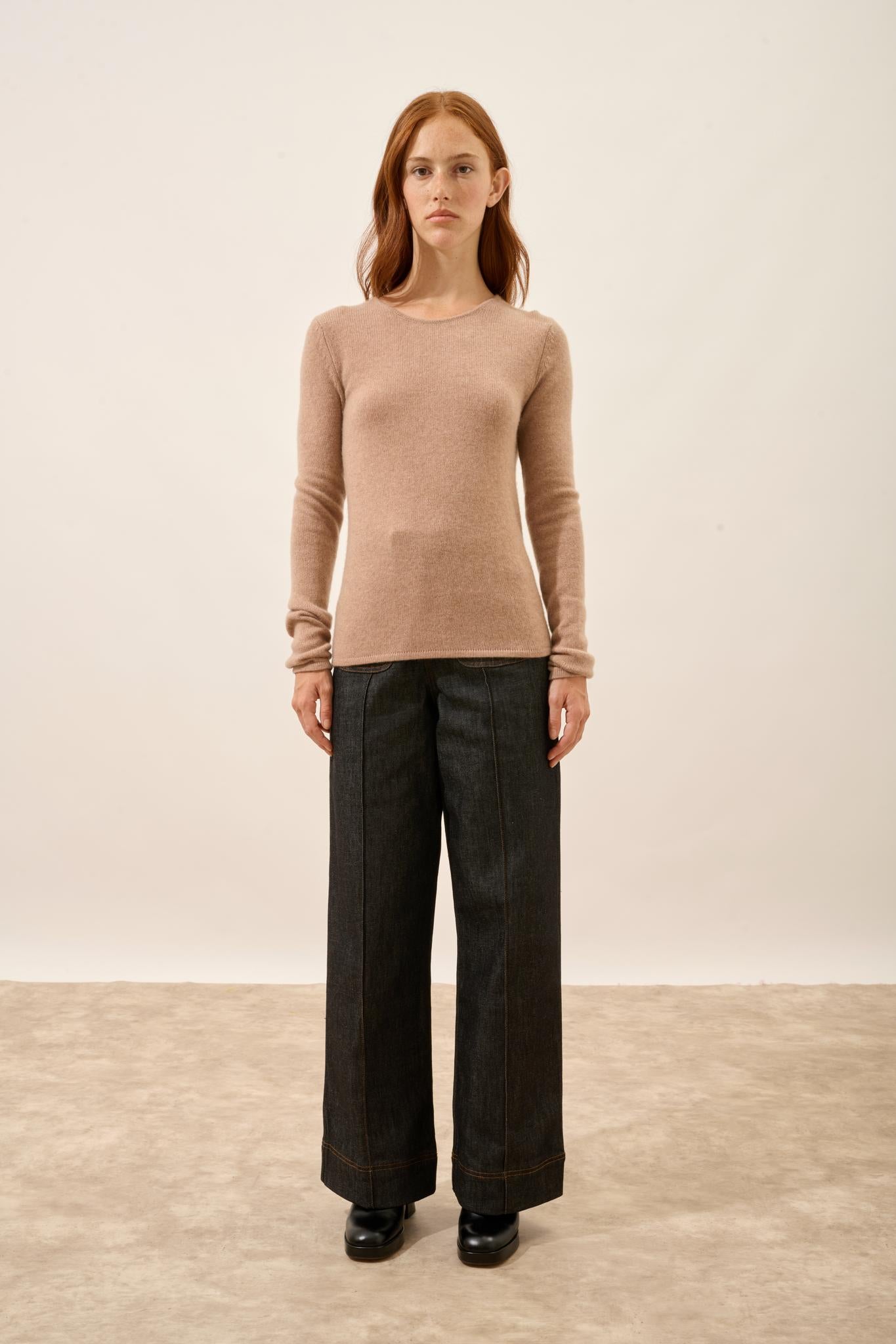 JOYCE pull col rond camel chiné