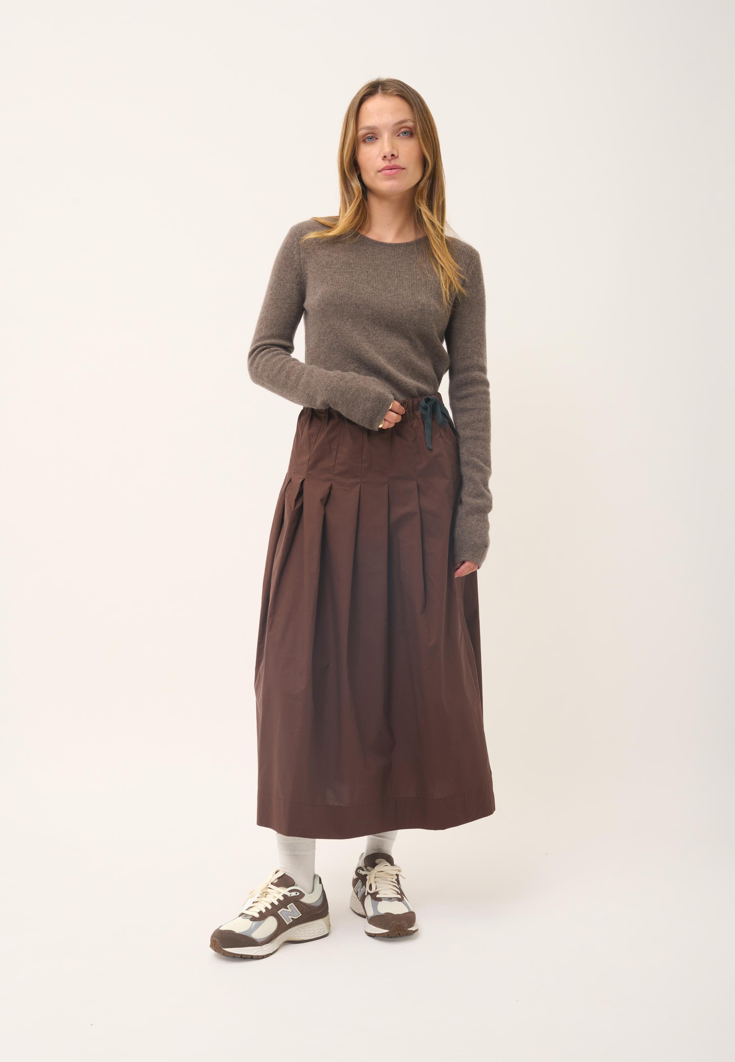JOYCE pull col rond taupe chiné