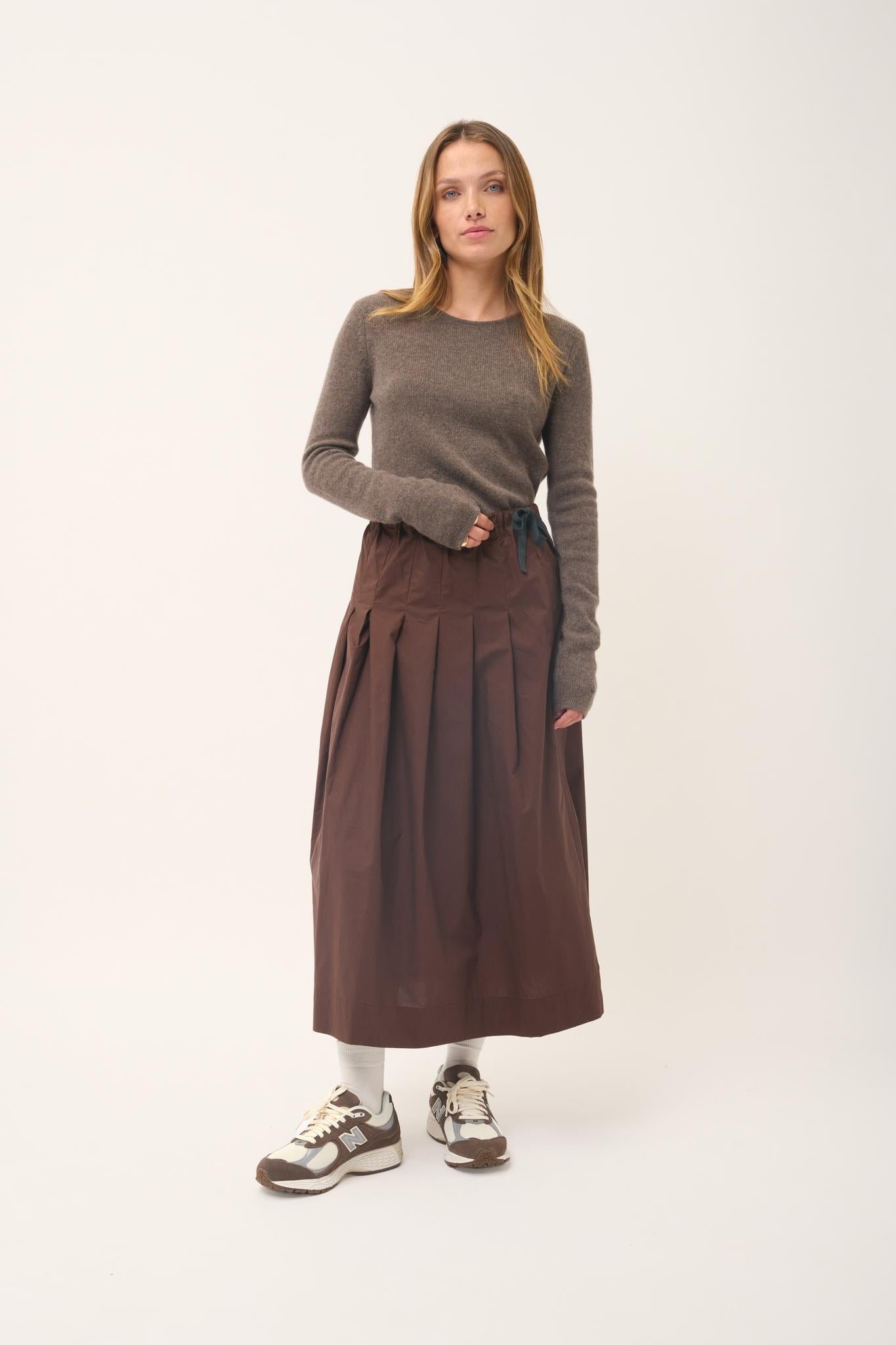 JOYCE pull col rond taupe chiné
