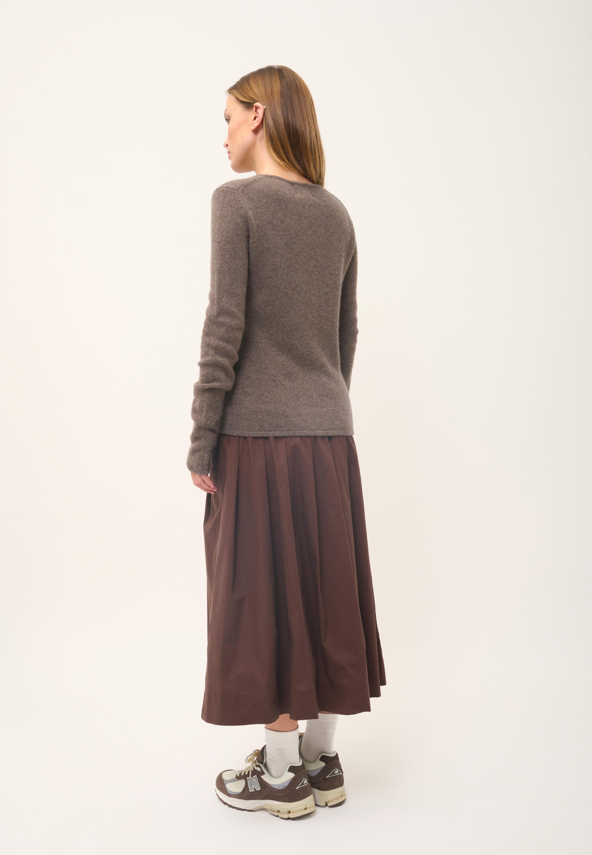 JOYCE pull col rond taupe chiné