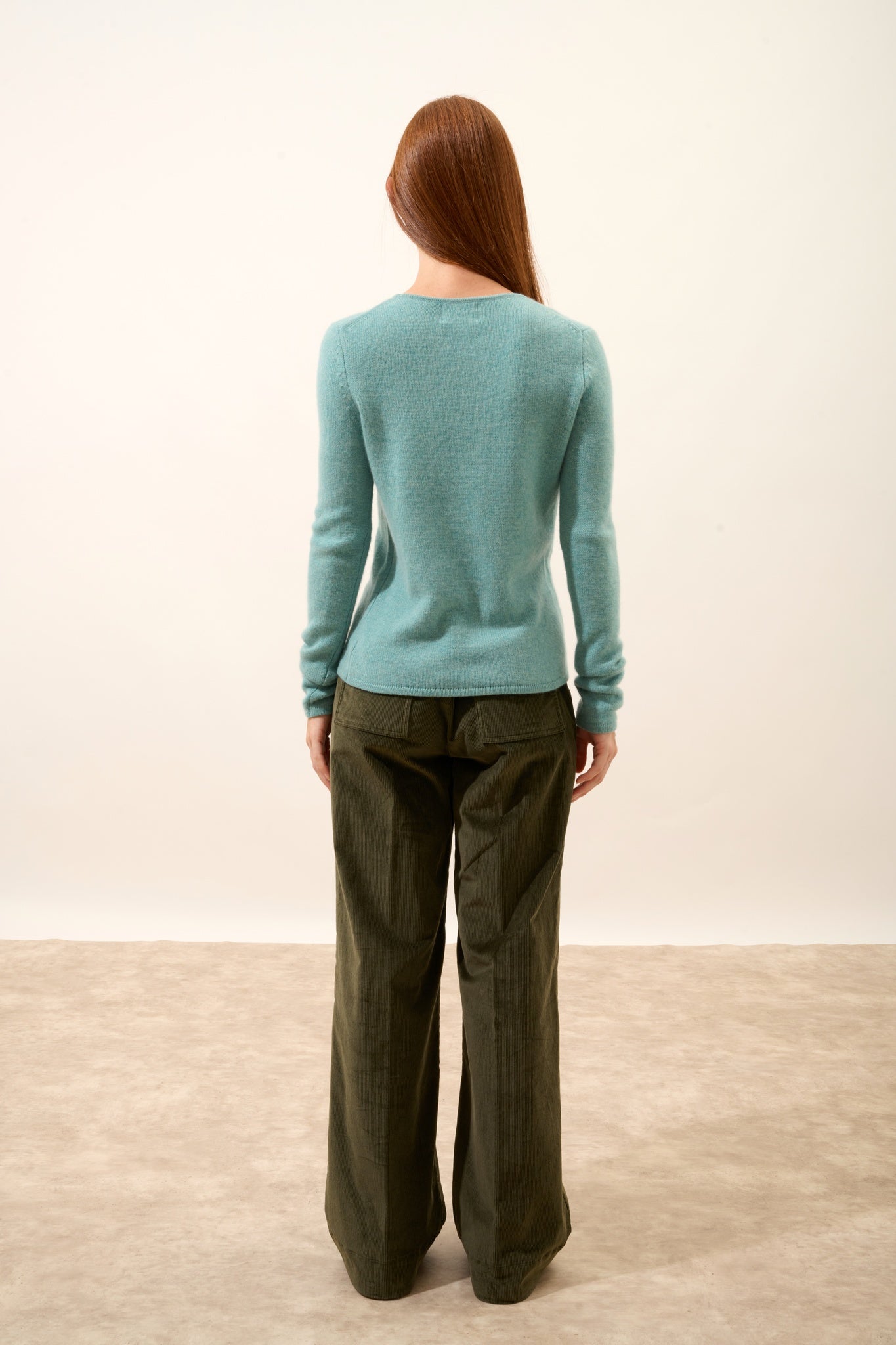 JOYCE pull col rond vert chiné