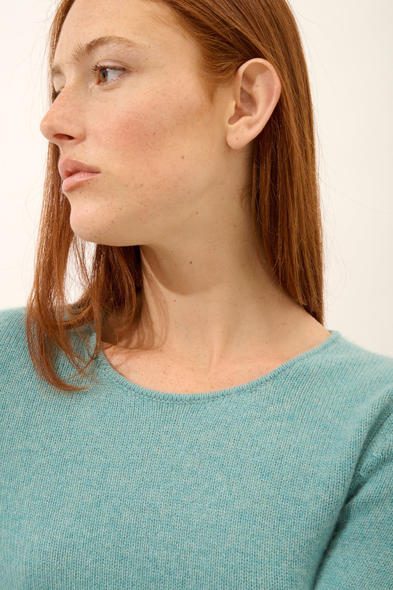 JOYCE pull col rond vert chiné