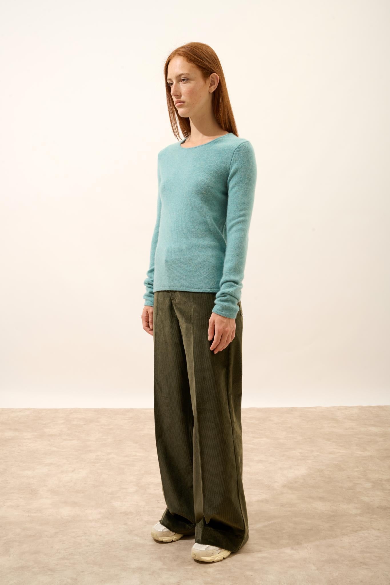 JOYCE pull col rond vert chiné