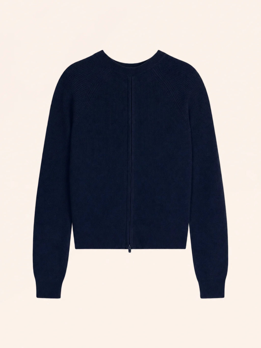 JONA Pull Col Rond Zippé Dos Bleu Marine