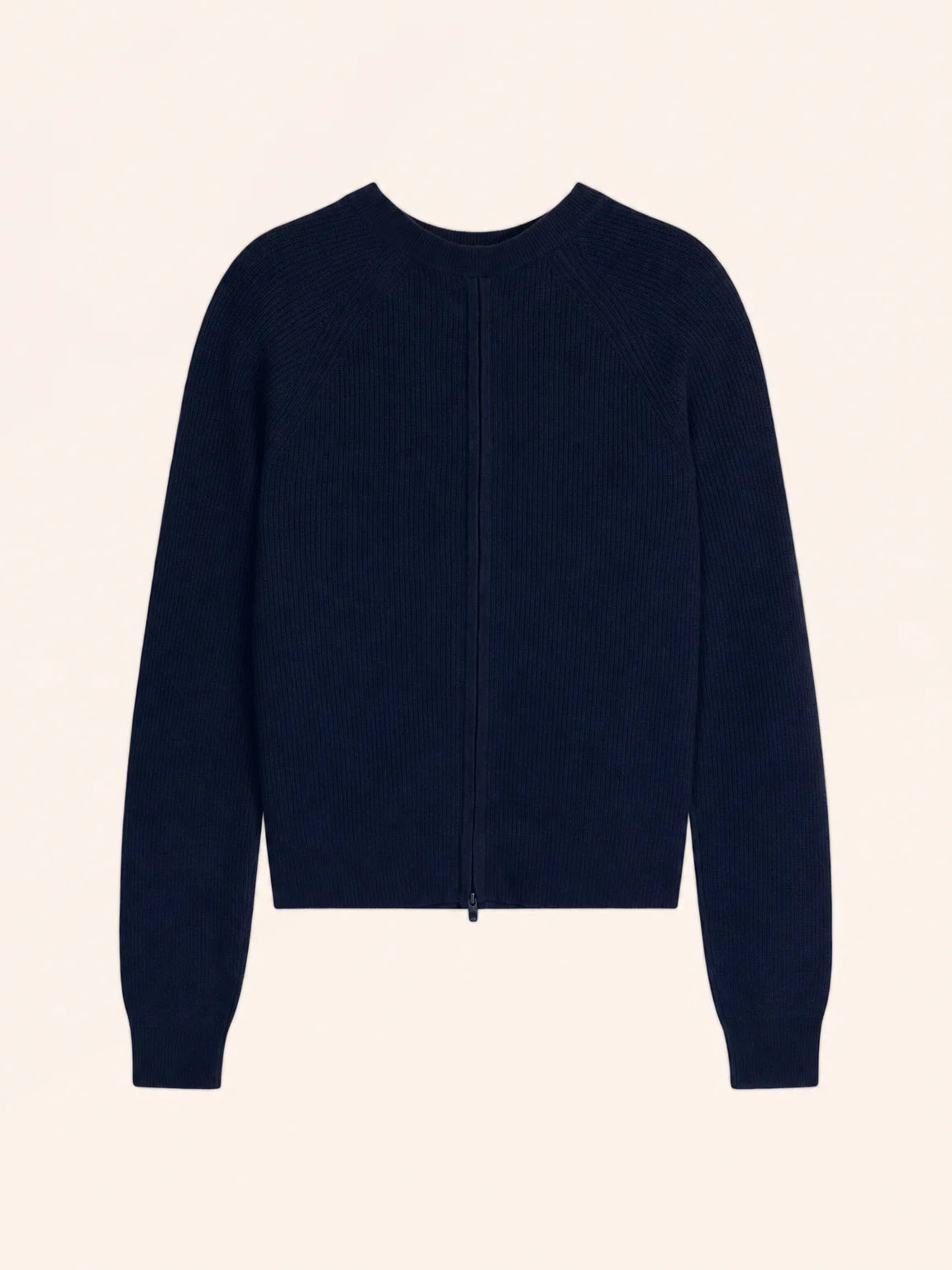 JONA Pull Col Rond Zippé Dos Bleu Marine
