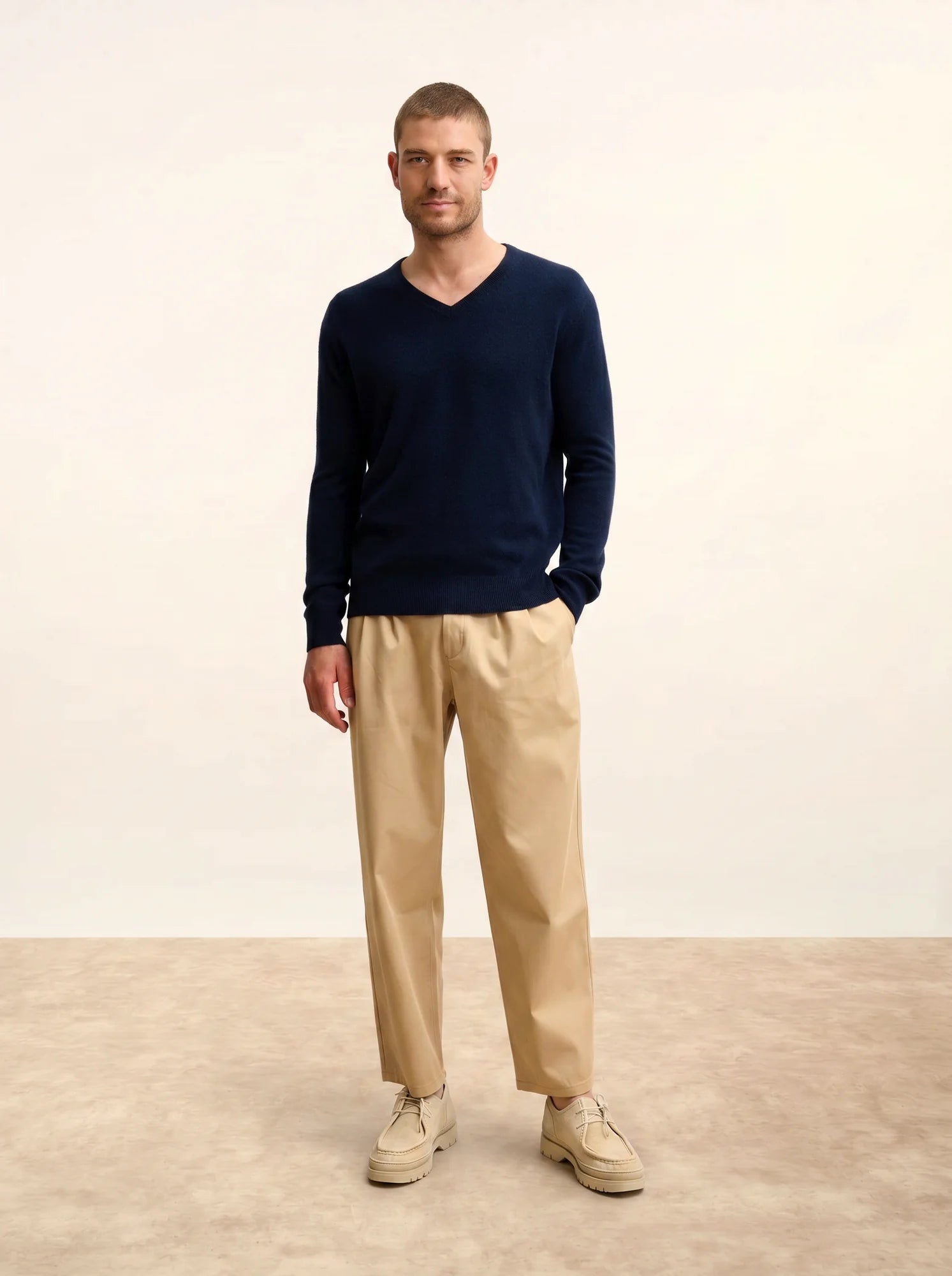 WALT pull col V bleu marine