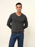 WALT pull col V anthracite chiné