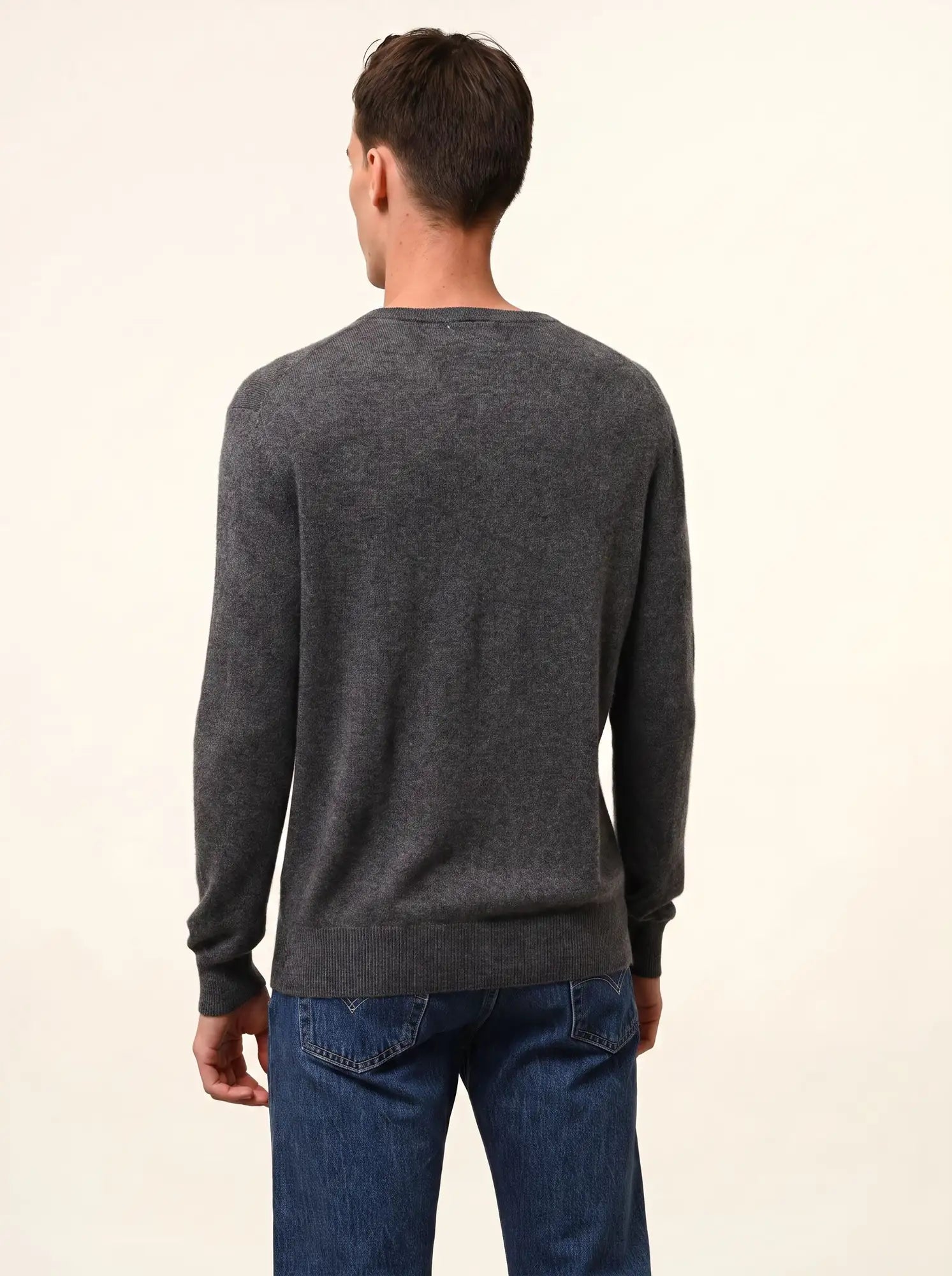 WALT pull col V anthracite chiné