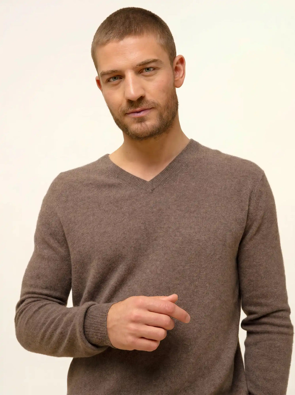 WALT pull col V taupe chiné