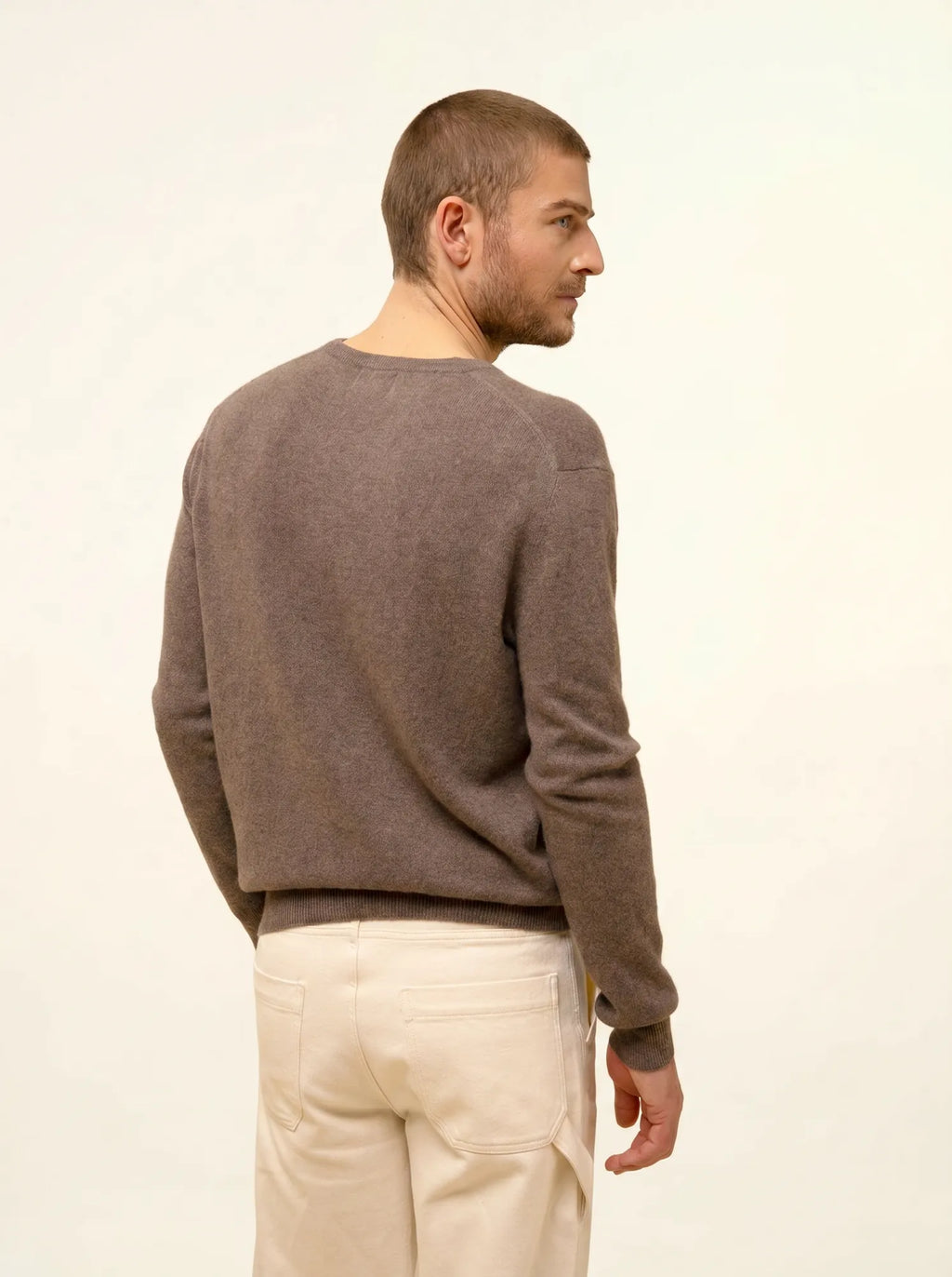 WALT pull col V taupe chiné