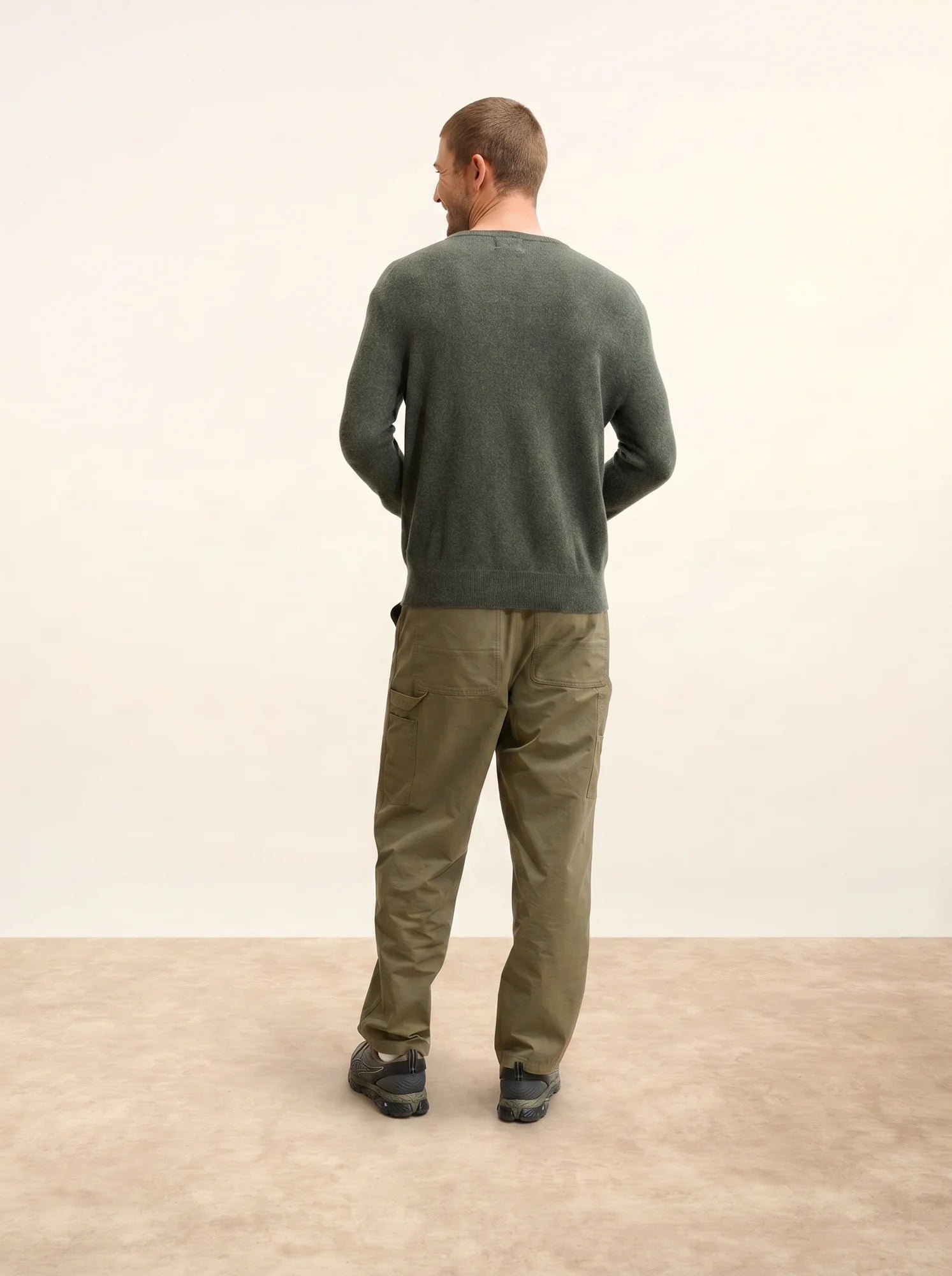 WALT pull col V kaki chiné
