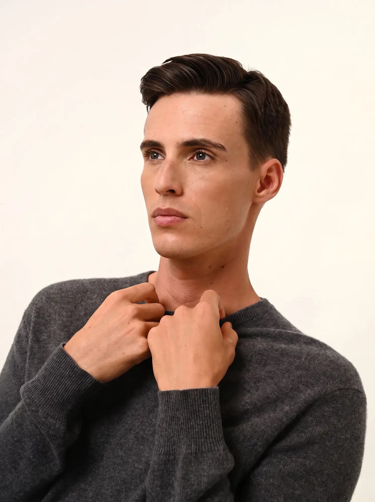 HOWARD pull col rond anthracite chiné