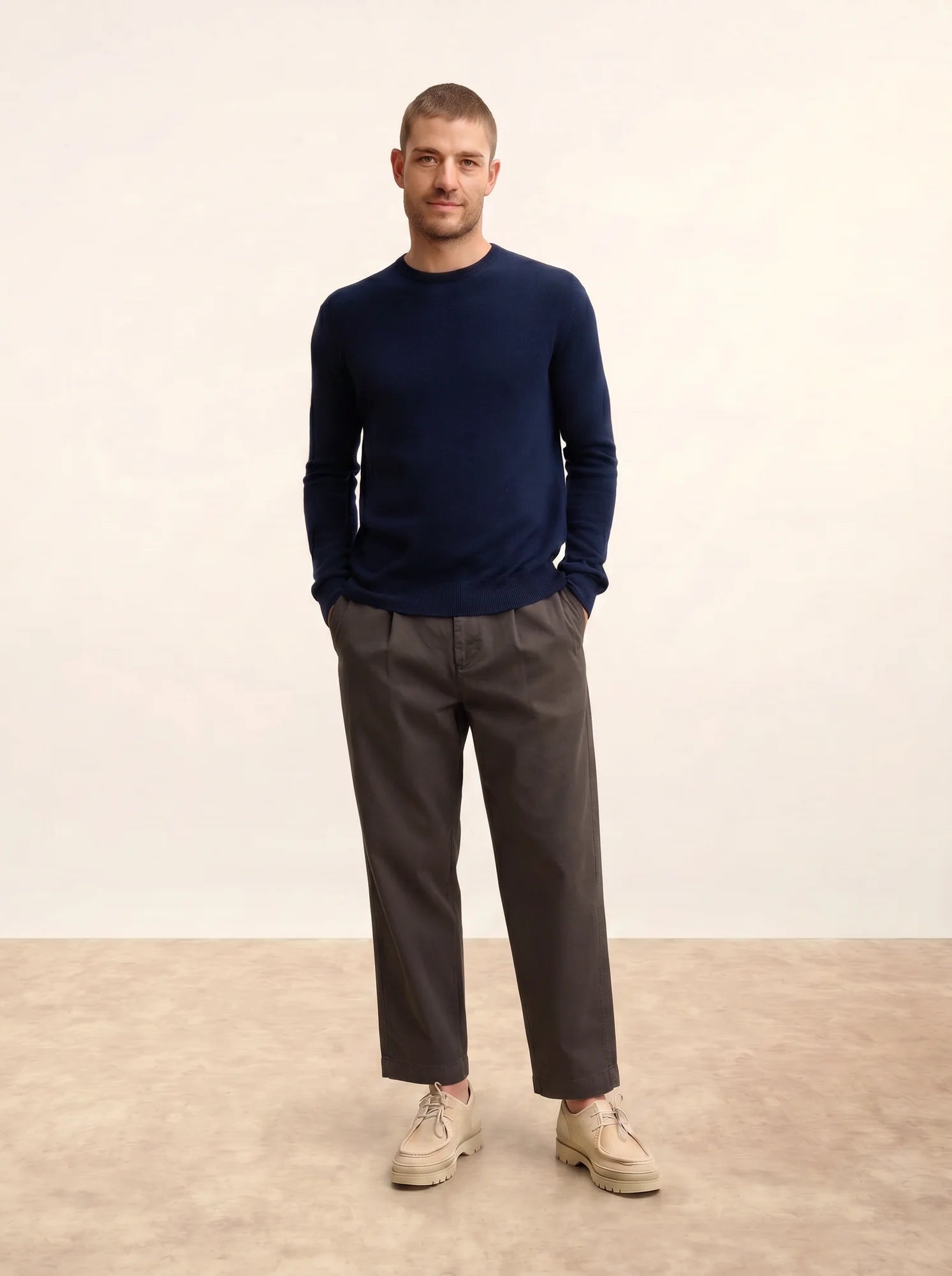 HOWARD pull col rond bleu marine