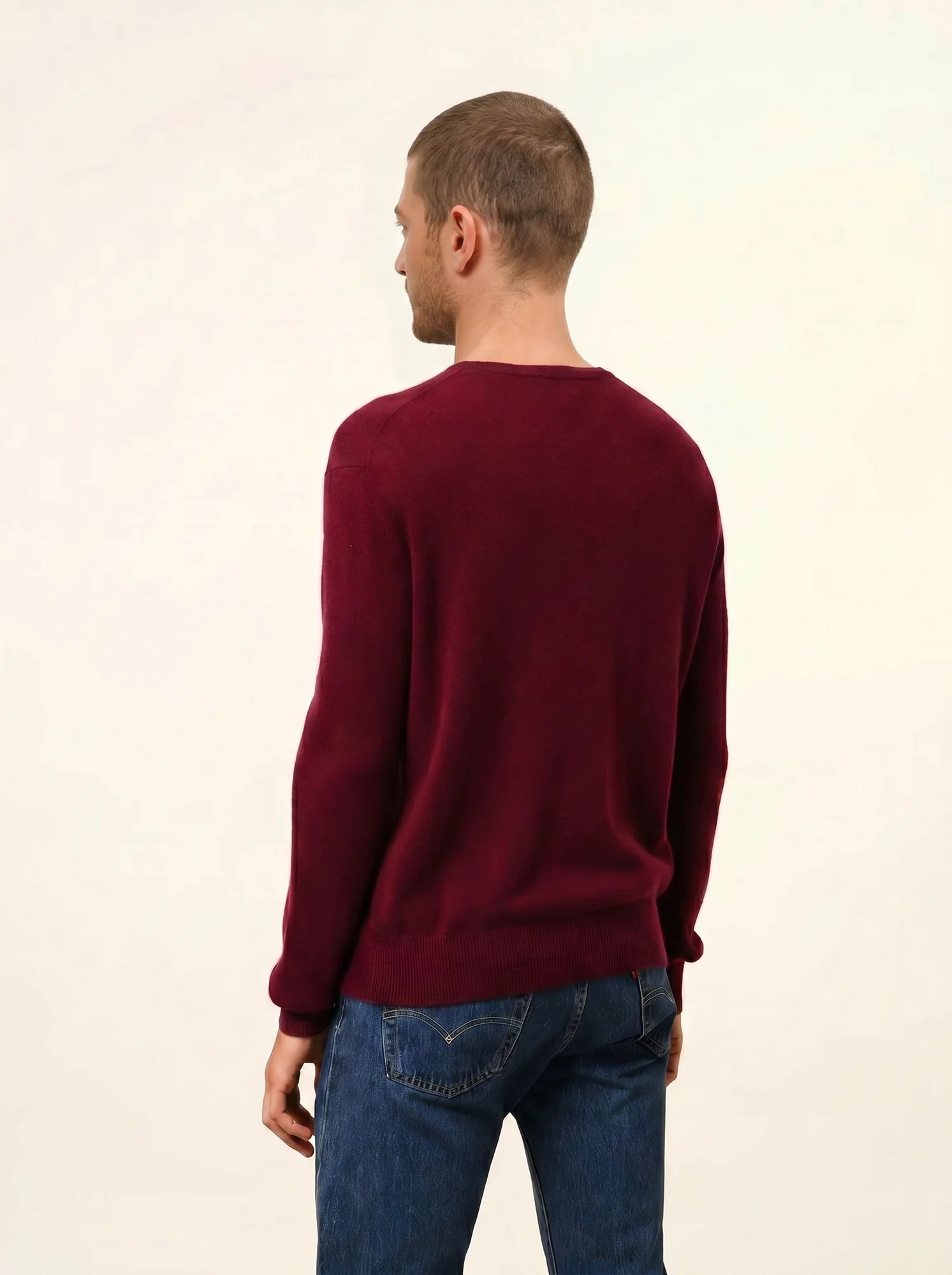 HOWARD pull col rond bordeaux