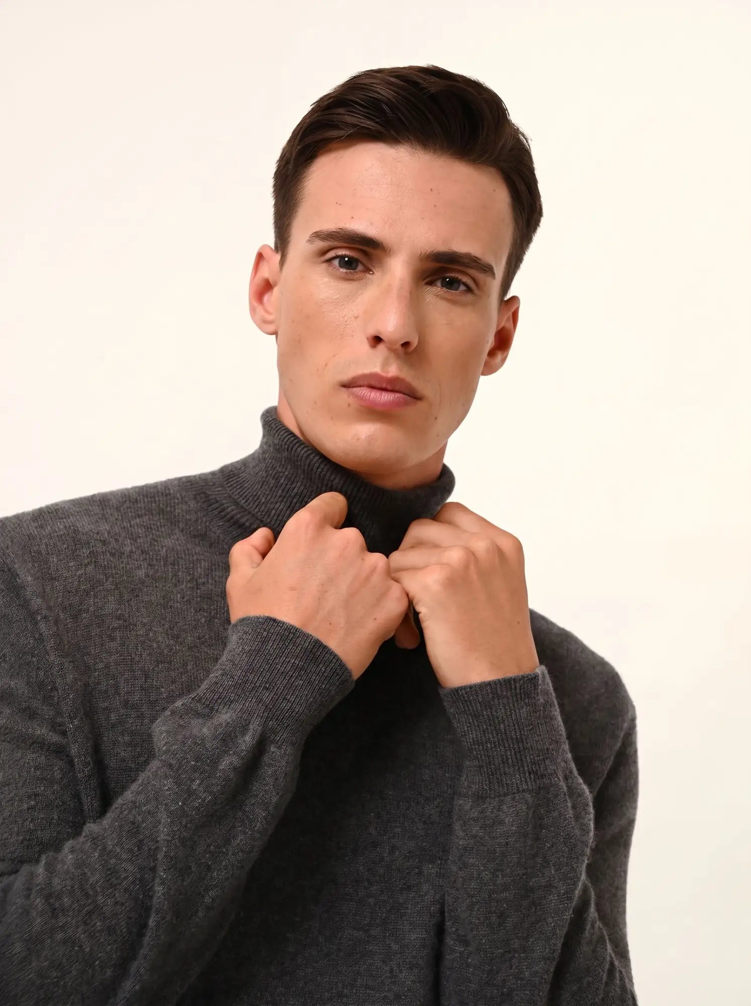 CONNOR pull col roulé anthracite chiné