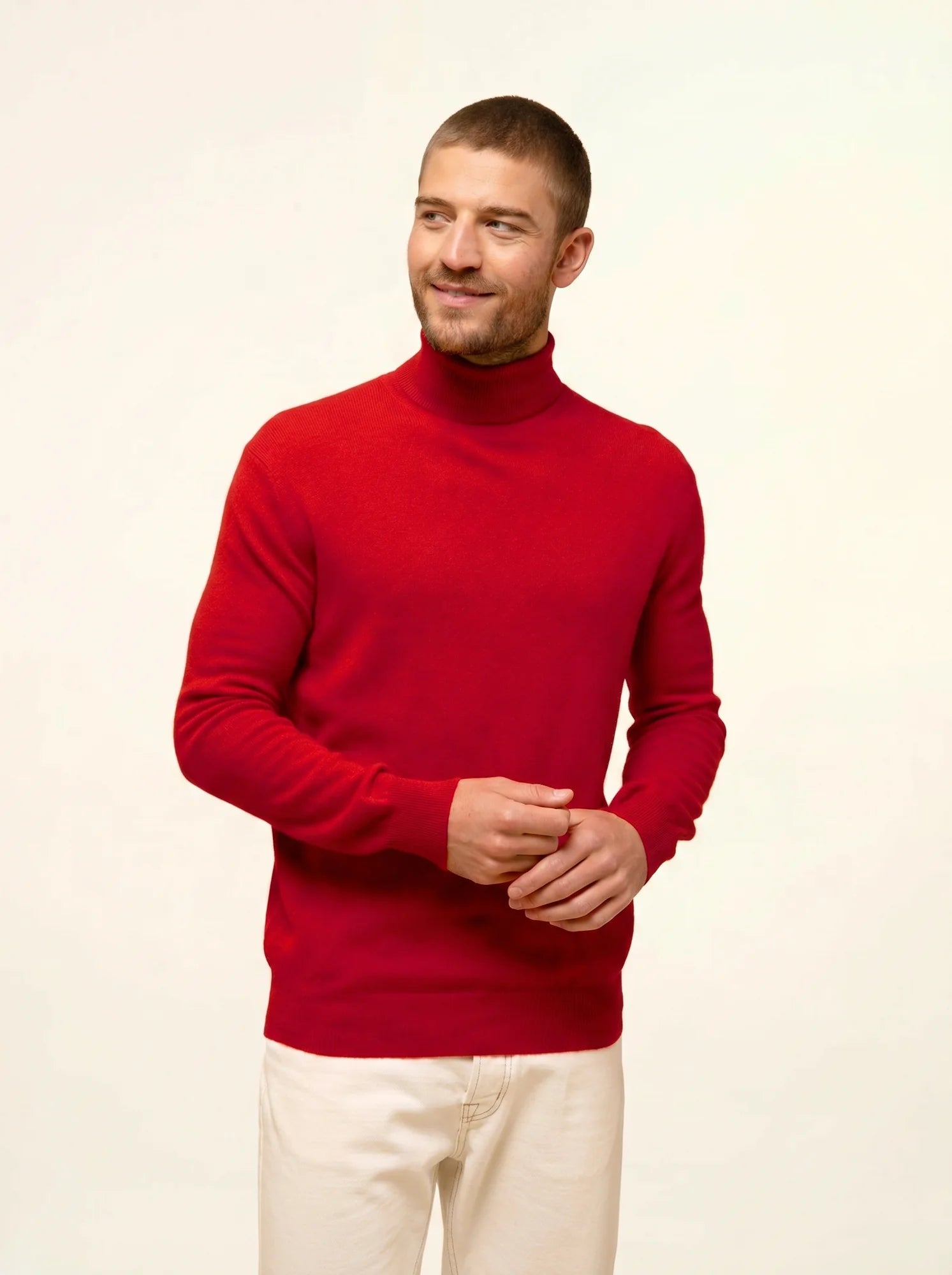 CONNOR pull col roulé rouge