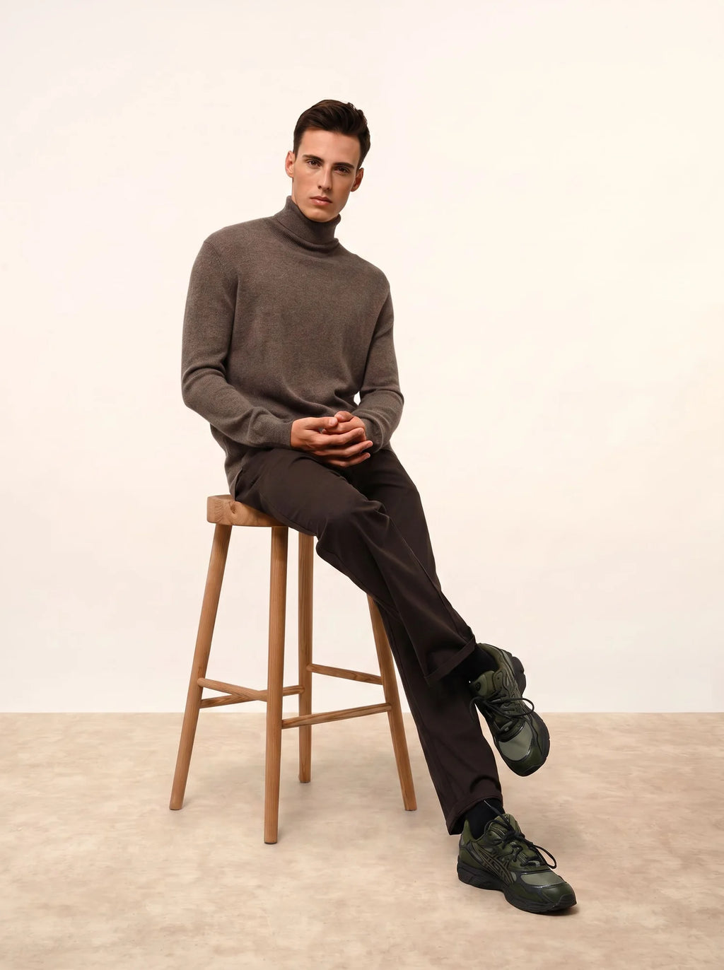 CONNOR pullover rollkragen taupe meliert