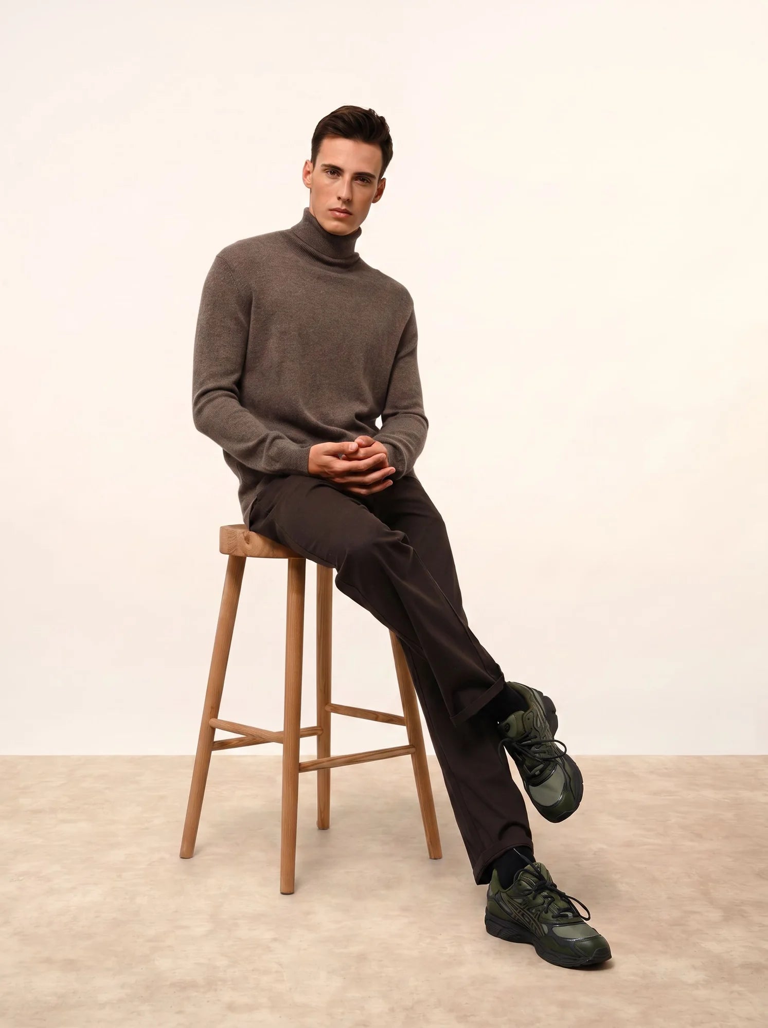CONNOR pullover rollkragen taupe meliert
