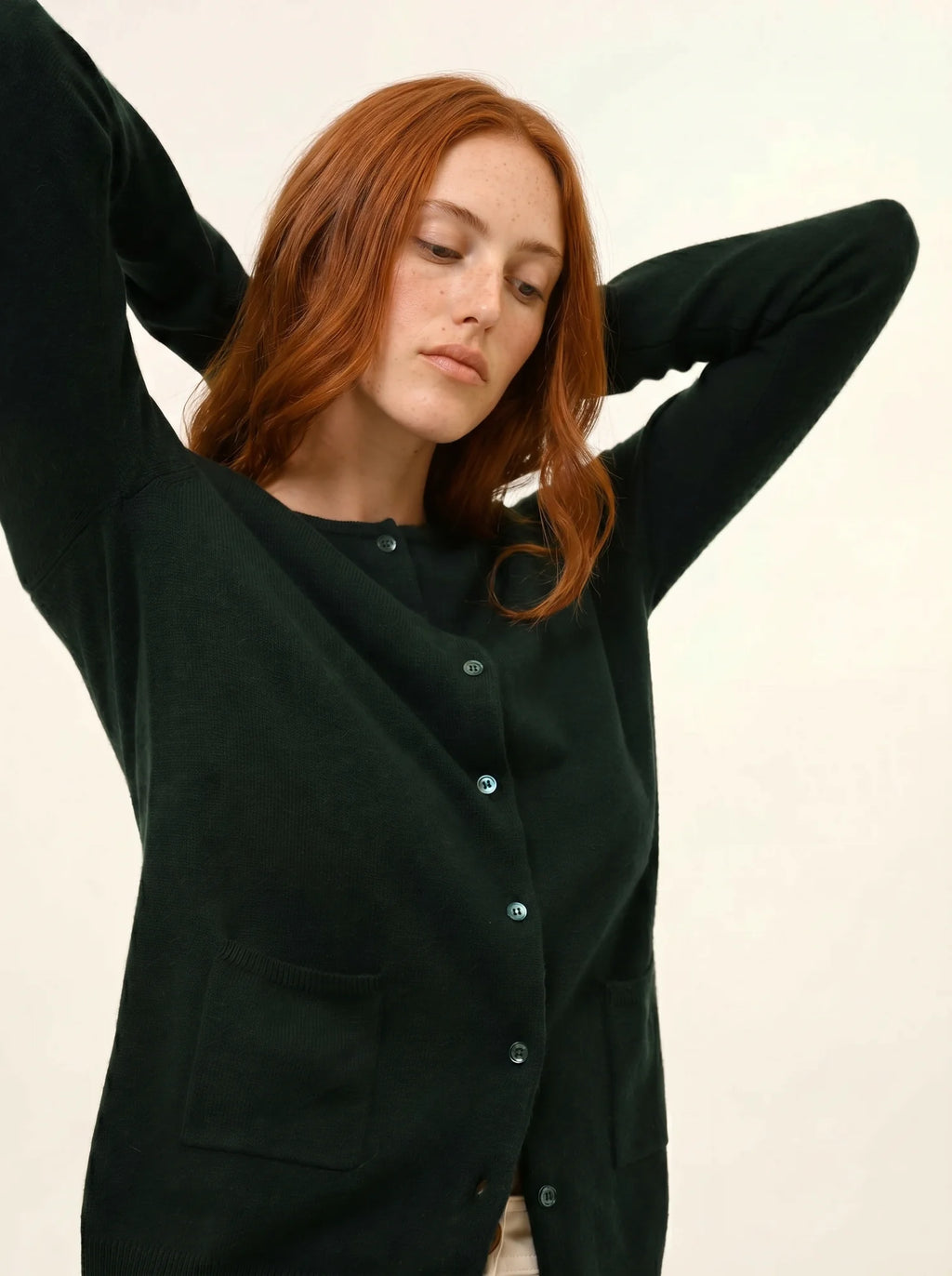 KATHARINE strickjacke rundhalsausschnitt zypresse