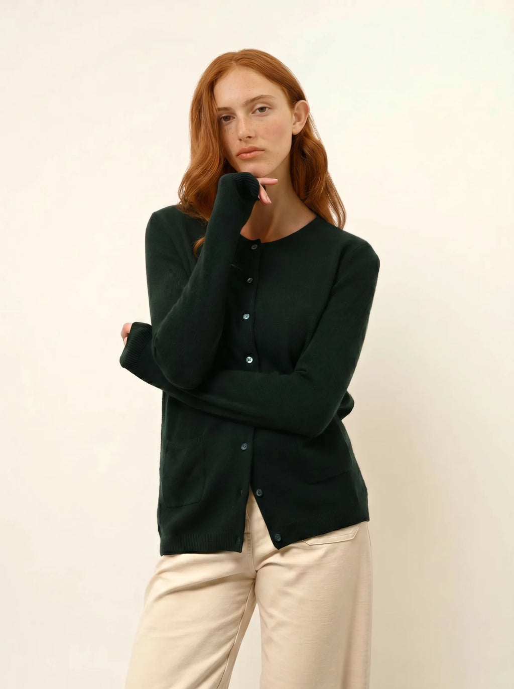 KATHARINE strickjacke rundhalsausschnitt zypresse