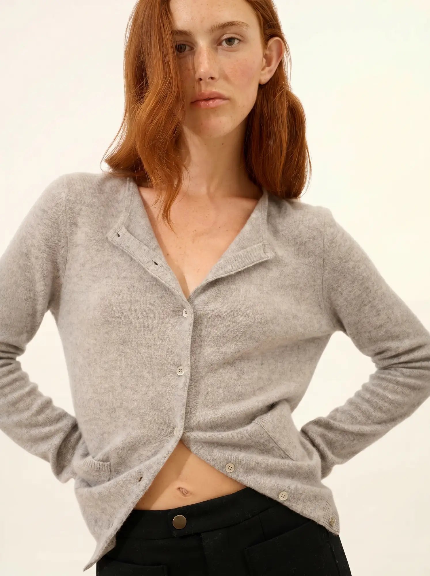 KATHARINE strickjacke rundhalsausschnitt wolke meliert