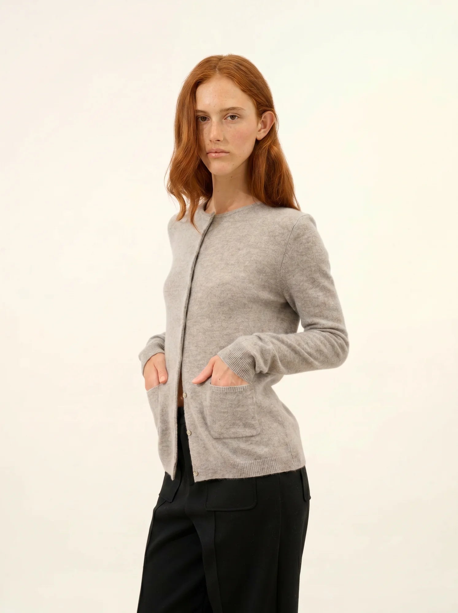 KATHARINE strickjacke rundhalsausschnitt wolke meliert