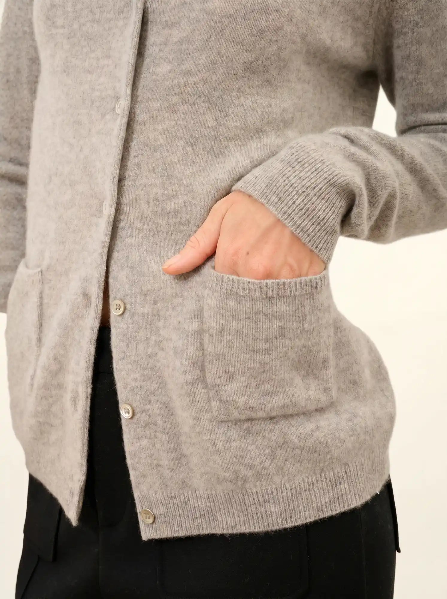 KATHARINE strickjacke rundhalsausschnitt wolke meliert