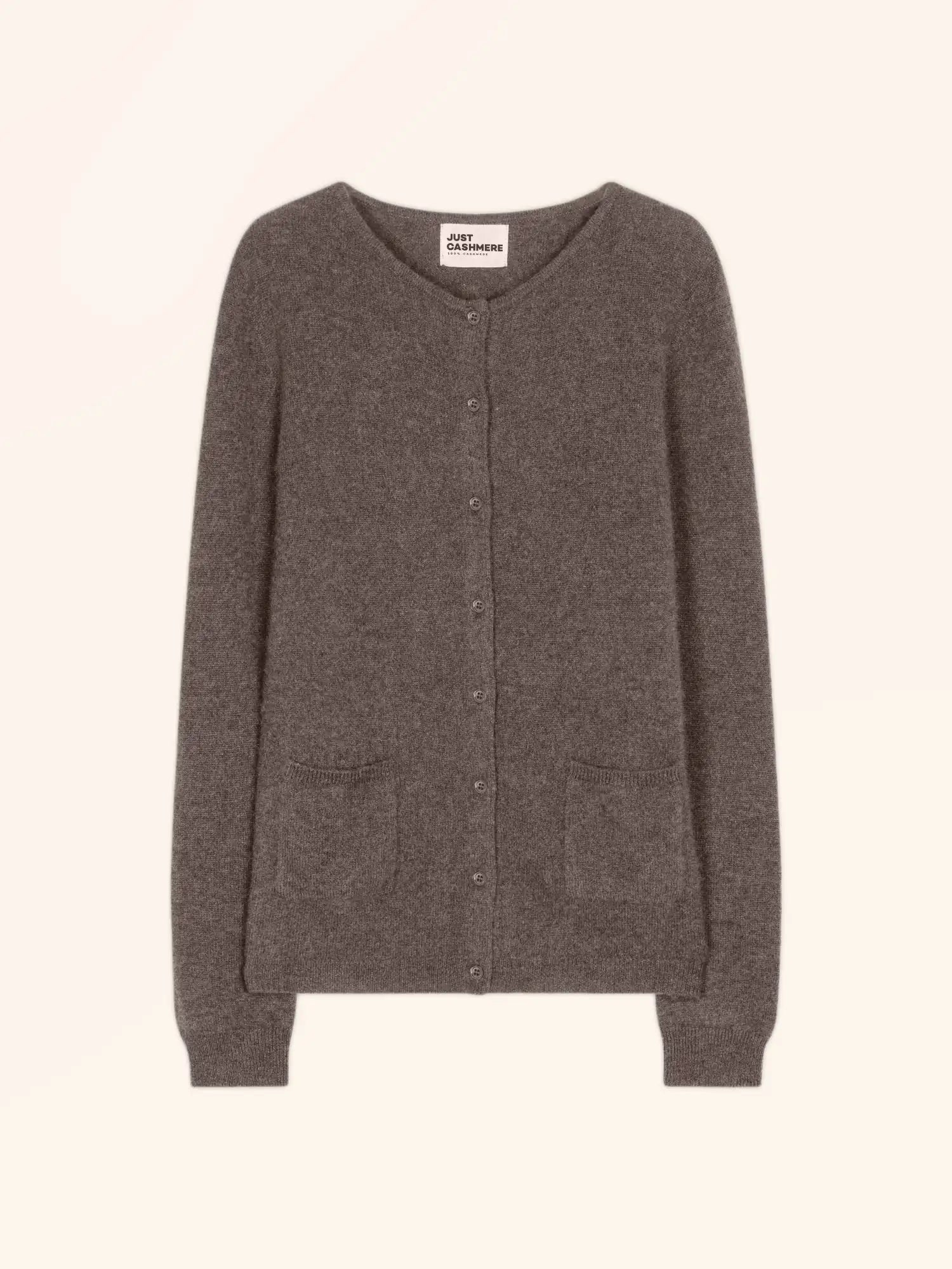 KATHARINE strickjacke rundhalsausschnitt taupe meliert