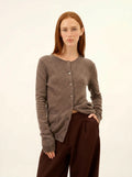 KATHARINE strickjacke rundhalsausschnitt taupe meliert