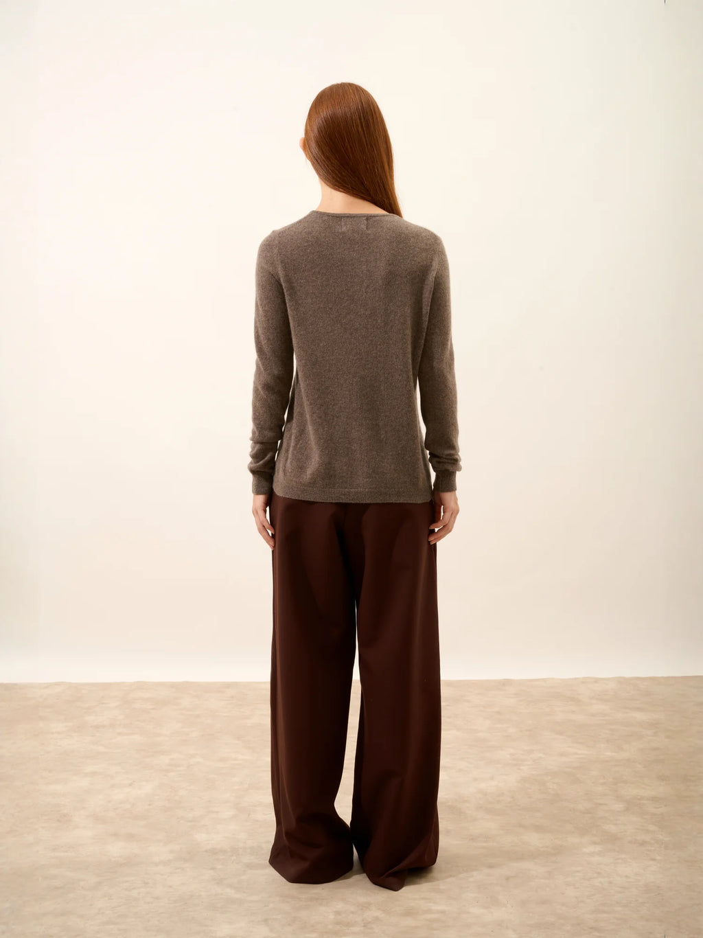 KATHARINE strickjacke rundhalsausschnitt taupe meliert