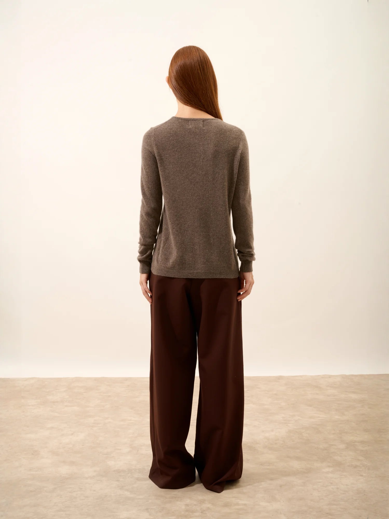 KATHARINE strickjacke rundhalsausschnitt taupe meliert