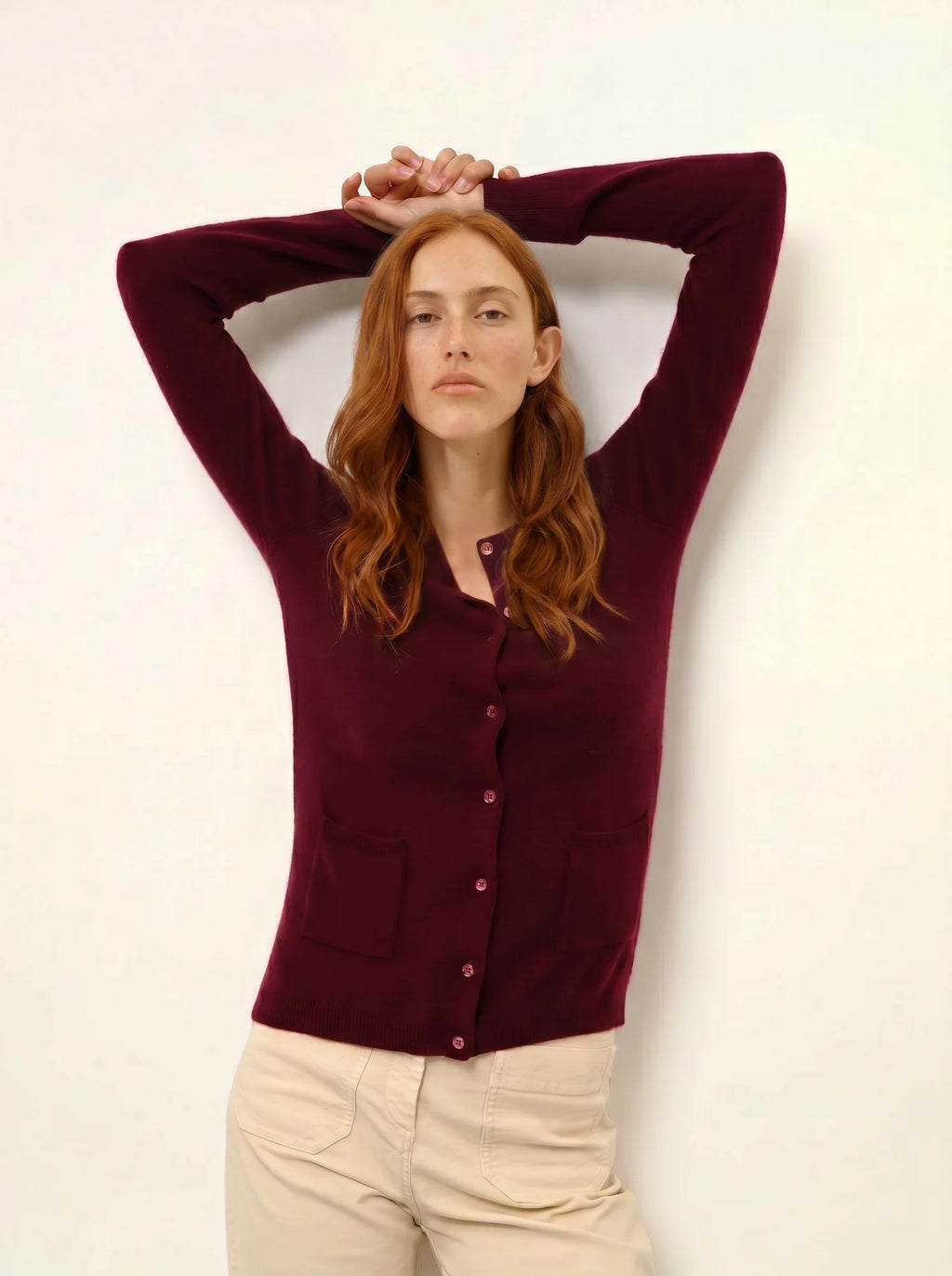 KATHARINE strickjacke rundhalsausschnitt bordeaux