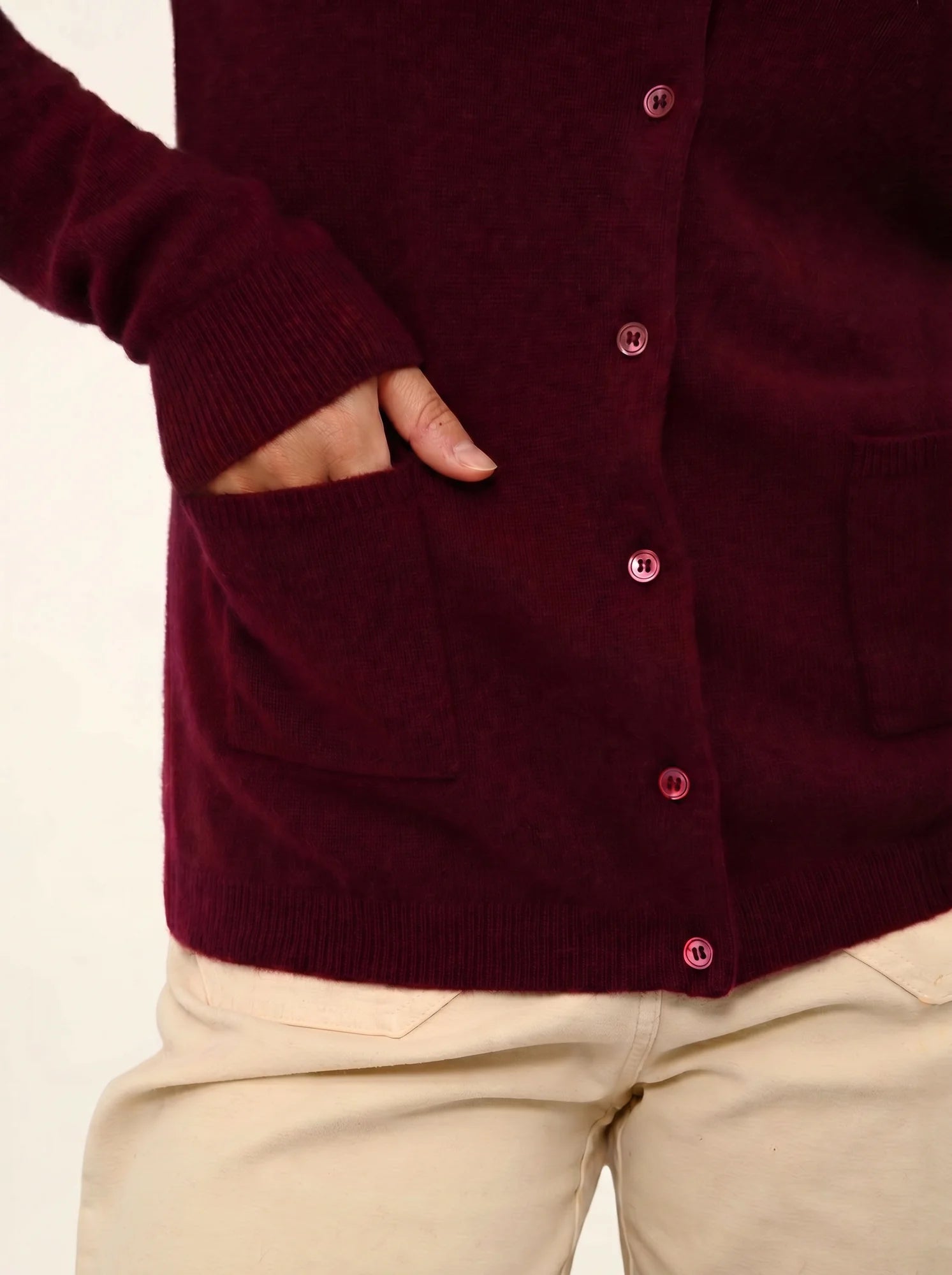 KATHARINE cardigan col rond bordeaux