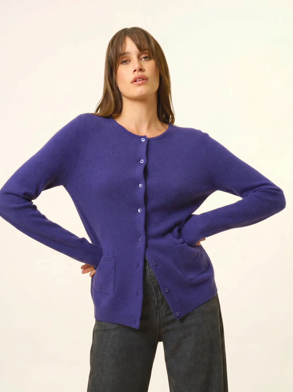KATHARINE strickjacke rundhalsausschnitt violett