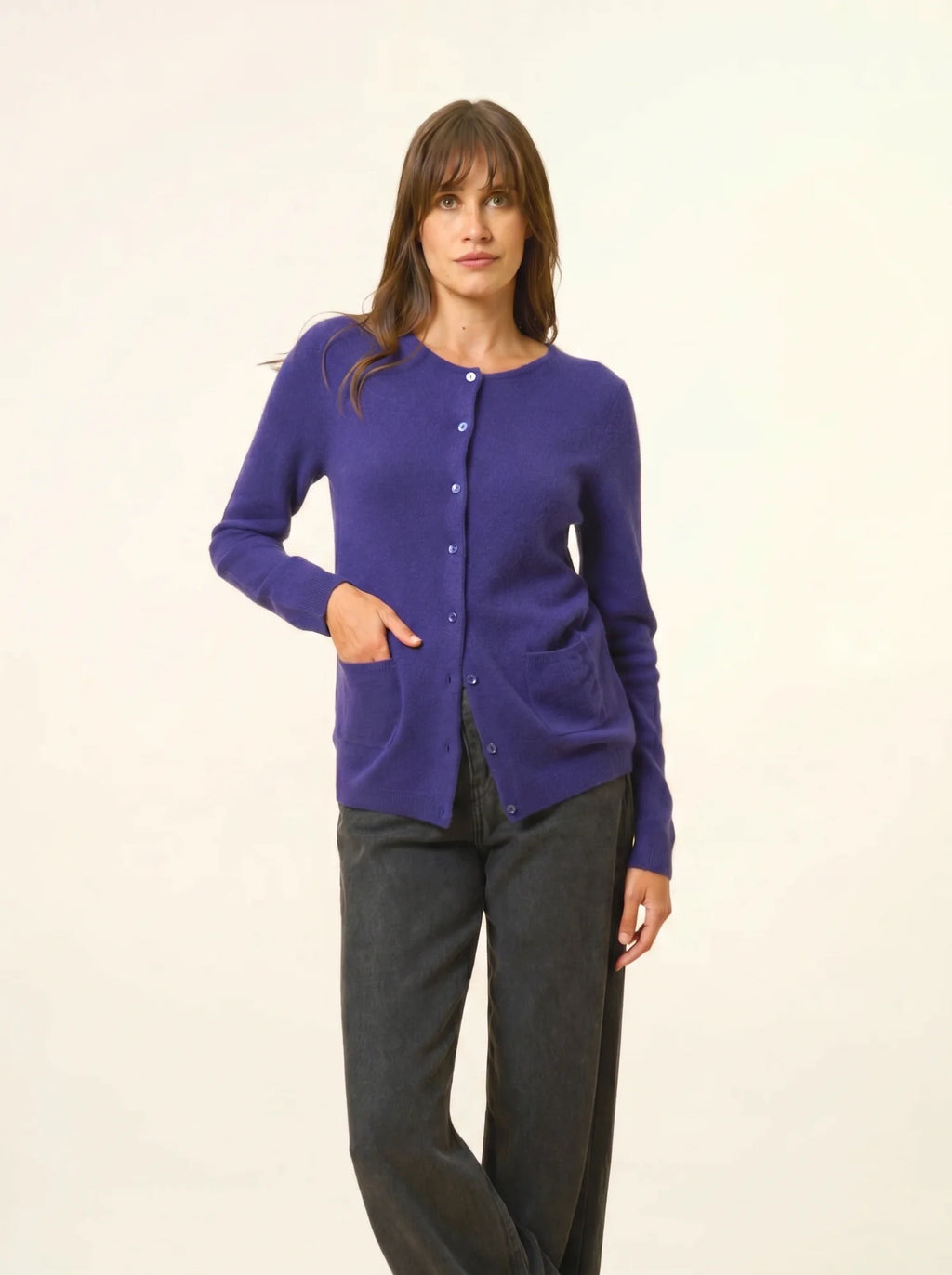 KATHARINE strickjacke rundhalsausschnitt violett