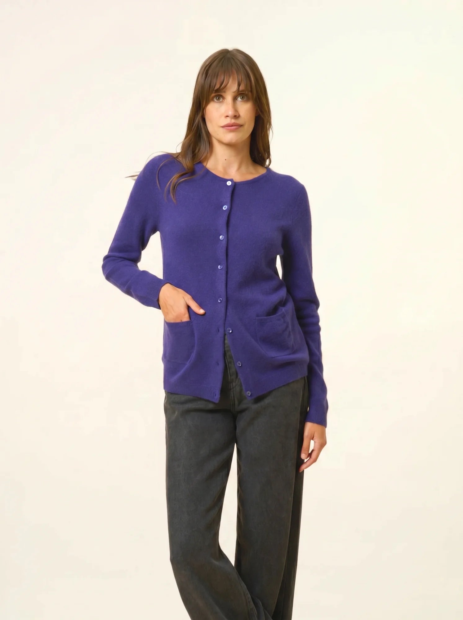 KATHARINE strickjacke rundhalsausschnitt violett